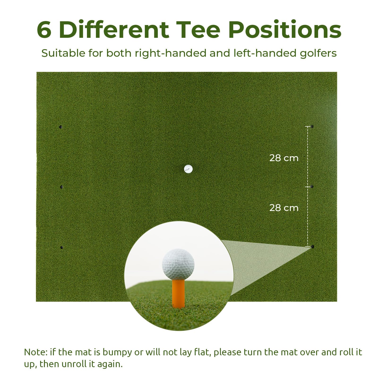LIFEZEAL Alfombrilla de práctica de Golf con 6 posiciones, 2 tees y palos direccionales de 90 cm