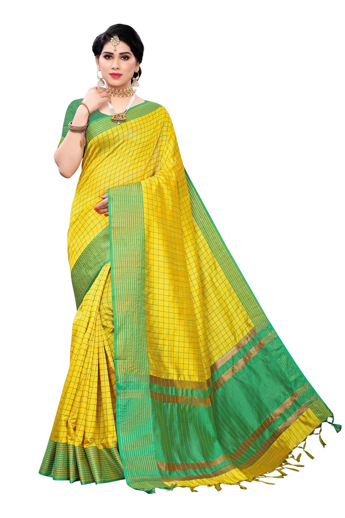 Peegli SareeWomen's Woven Saree Cotton Art Silk Sari 5.91 Yards
