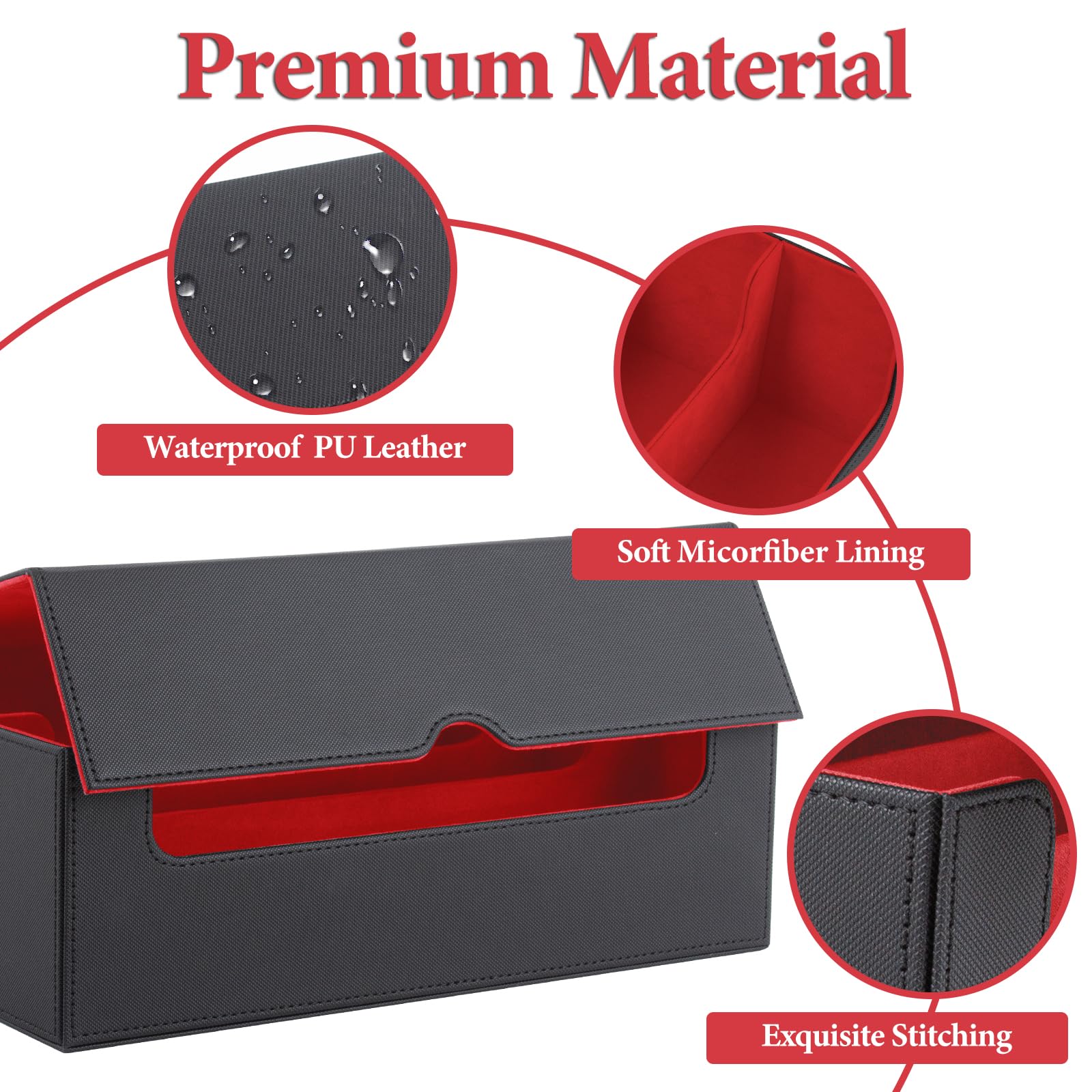ECOSEAO Card Box for MTG Magnetic Card Storage Box, Leather Magnetic Deck Box for Over 1800 Cards - Image 3