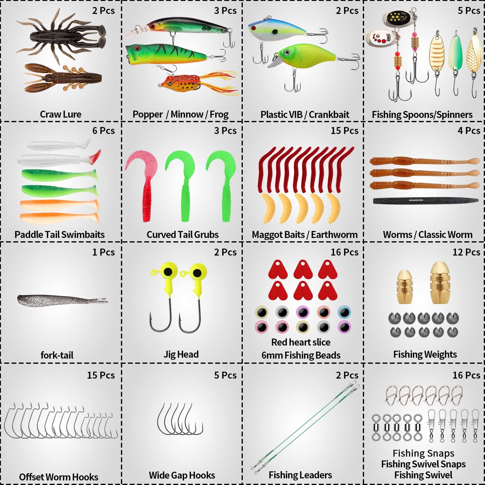 TRUSCEND Set di Esche da Pesca con Scatola per Luccio, Spigola, Trota, Sgombro, Kit di Accessori per la Pesca in Mare, Include Esche in Plastica Morbida, Esche Spinnerbaits, Crankbait, Testa