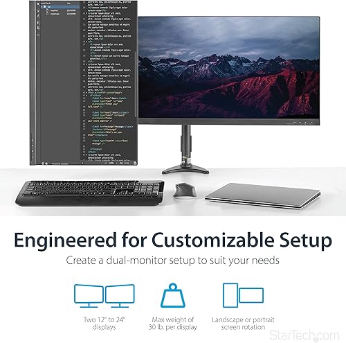 Miniatura 7 de StarTech.com Brazo para monitor dual para montaje en escritorio - Articulado - Soporta monitores de 12 a 24 pulgadas - Brazo ajustable para monitor