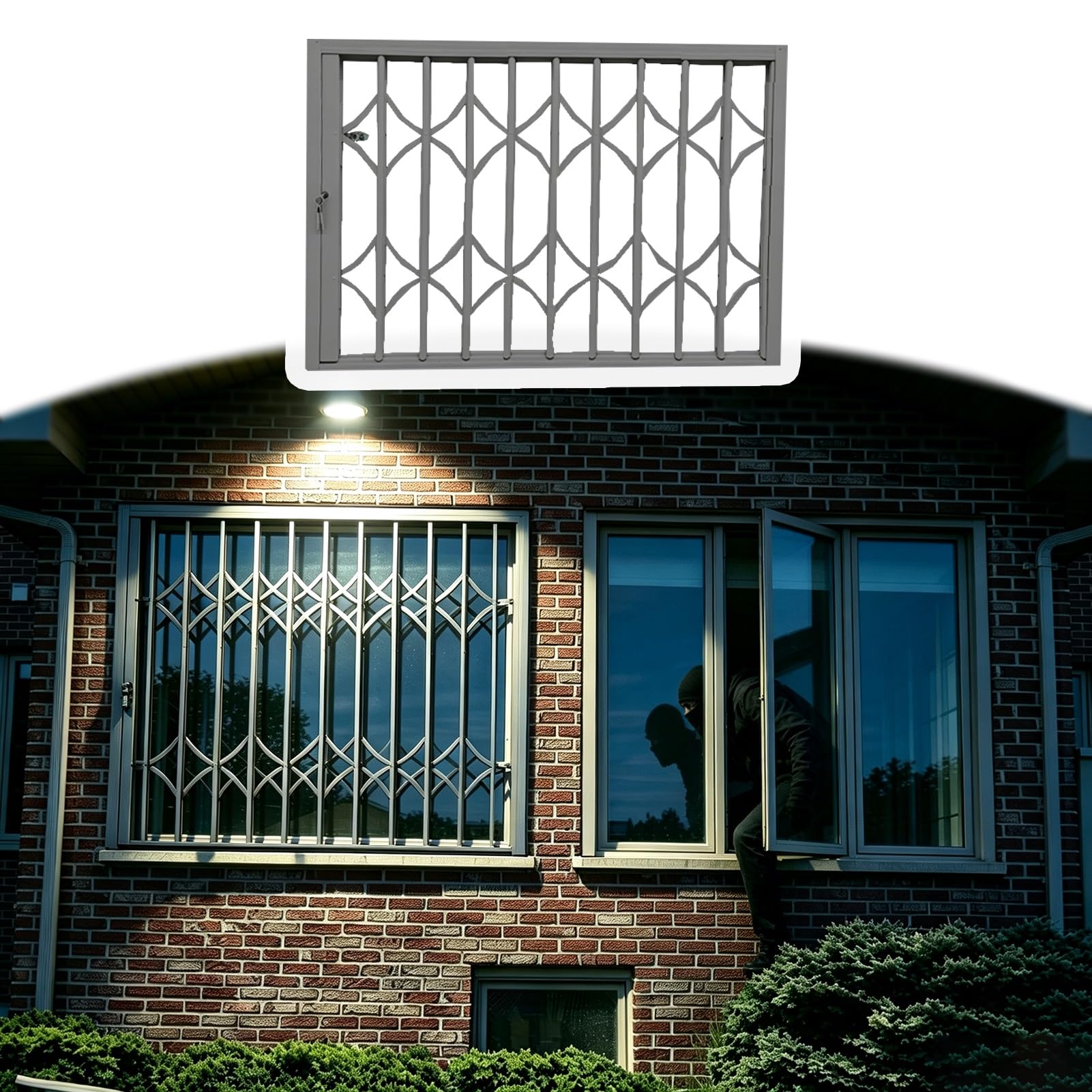 Reja Ventana Barra de Seguridad Antirrobo para Ventanas, de Apertura Cierre Presión, Reja Seguridad Extensible Cerradura Puertas Correderas, Barandilla Seguridad
