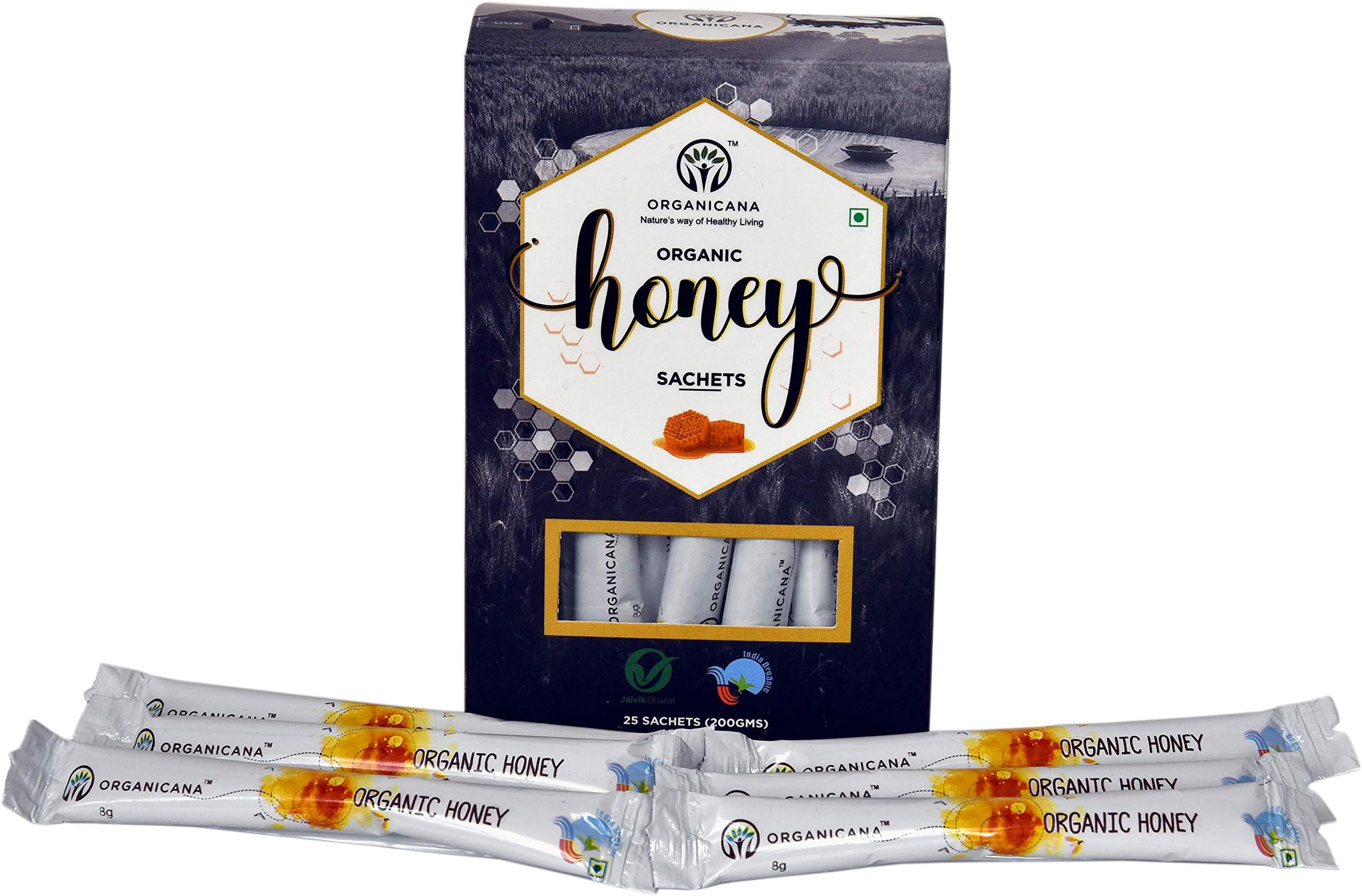 Organicana Pure Organic Honey Sachet 200Gm (25 Sachets Each Box) (Pack Of 1)