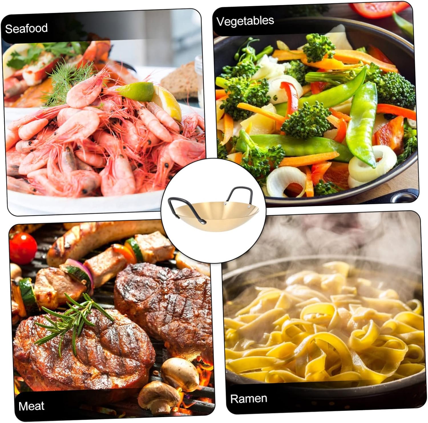 Seafood Pot Frying Pan with Lid Stainless Steel Saucepan Griddle for Gas Stove Everyday Pan Single Serving Hot Pot Stir Fry Pan Korean Style Cooking Pot Cooking Utensil Home Pan(24X24X5.7CM)