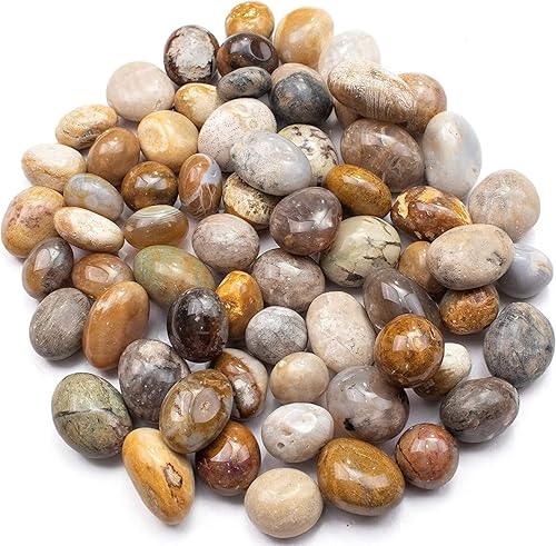 ZAICUS 1lb Crazy Lace Agate Tumbled Stones and Crystals Bulk Irregular Shape for Vase Filler, Lucky Stones, Jewelry Making, Fountain Rocks,
