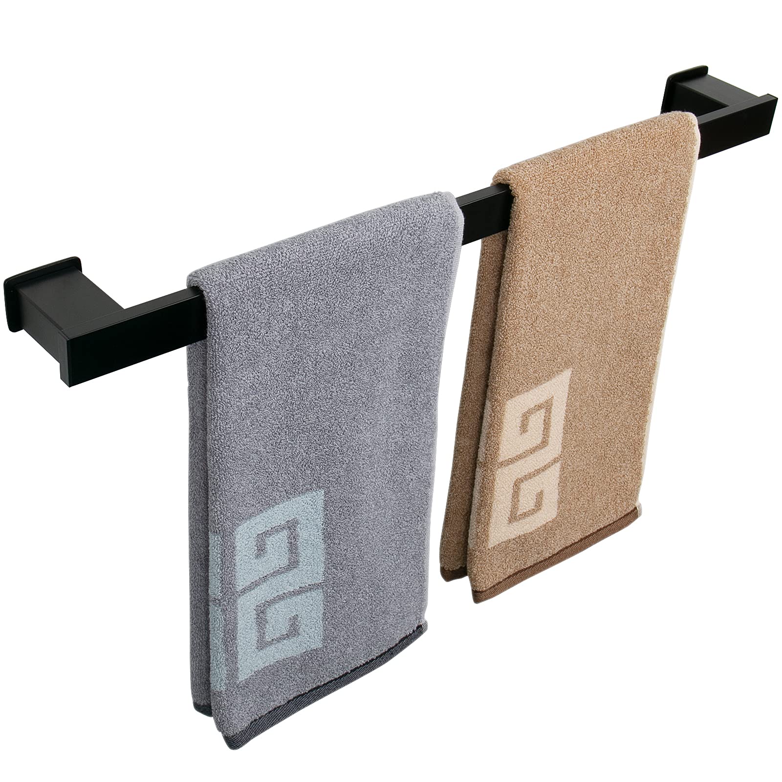 Bath Towel Bar, Bathroom Accessories-Premium Thicken Space Aluminum Square Shower Towel Rack for Bathroom/Kitchen, Towel Holder Wall Mounted (24 Inch, Matte Black)