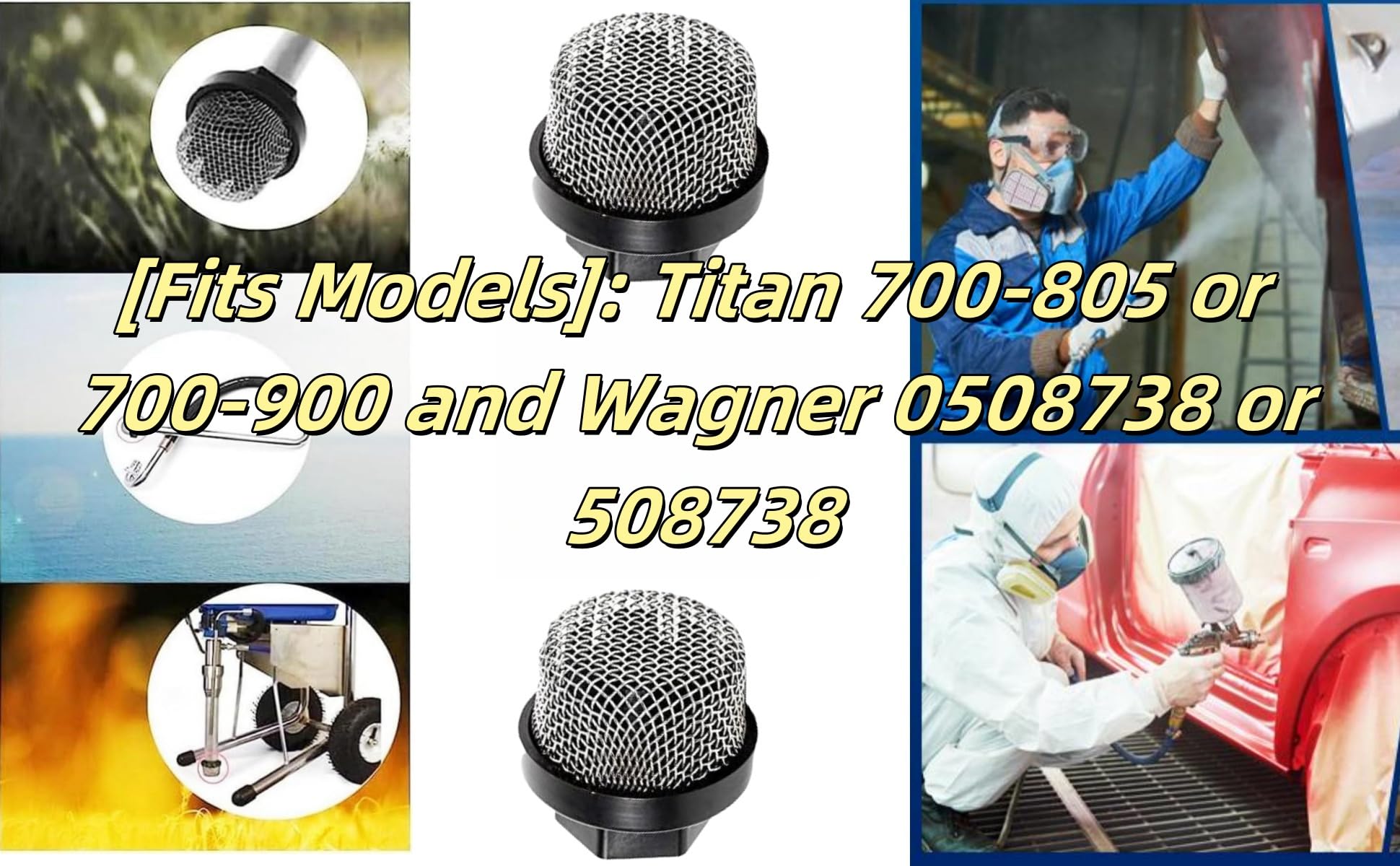 Tandefio Lot De 2 Filtres De Pulvérisation De Peinture Pour Pulvérisateur De Peinture Sans Air - Tuyau D'aspiration En Acier Inoxydable - Double écran - Pour Plomberie Industrielle De Piscine Et