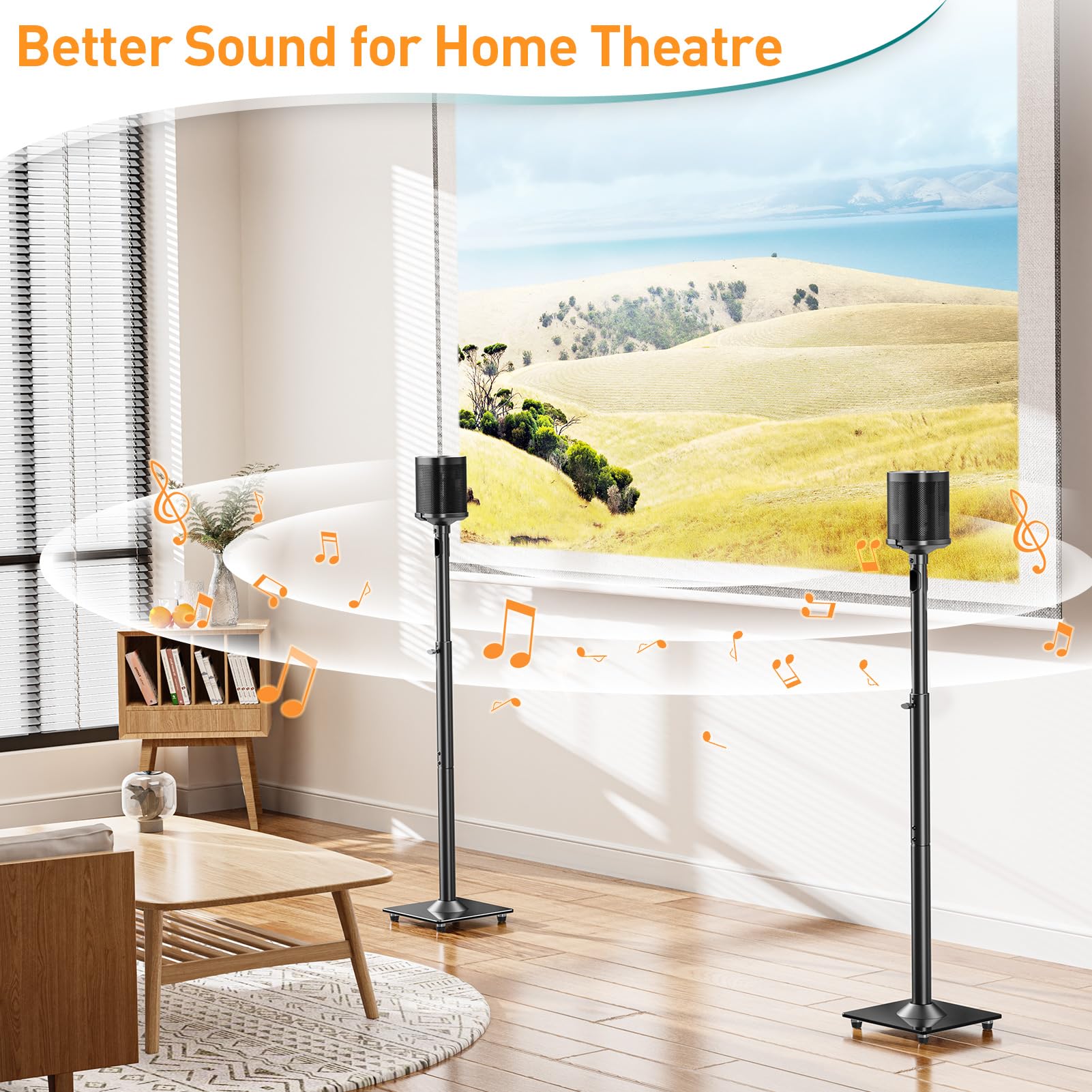 ELIVED Supporto per altoparlanti Sonos One, One SL, Play: 1, Era 100 altezza regolabile 86,8-110,3 cm, supporto per casse, 1 paio, EV5024