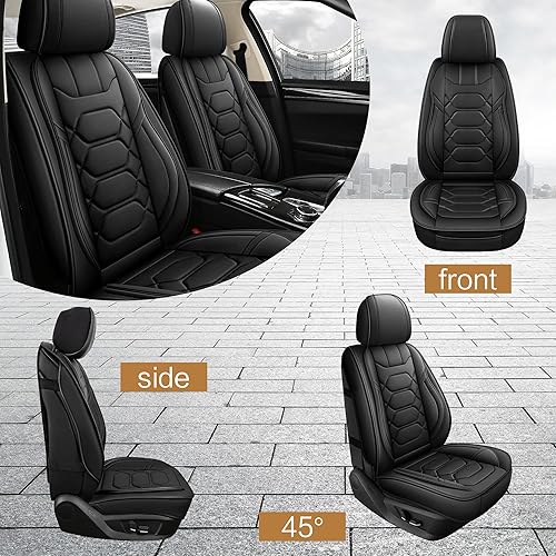 Miniatura 4 de Pariitadin Fundas de cuero para asiento delantero, par de fundas de asiento de piel sintética impermeables para automóviles, fundas interiores