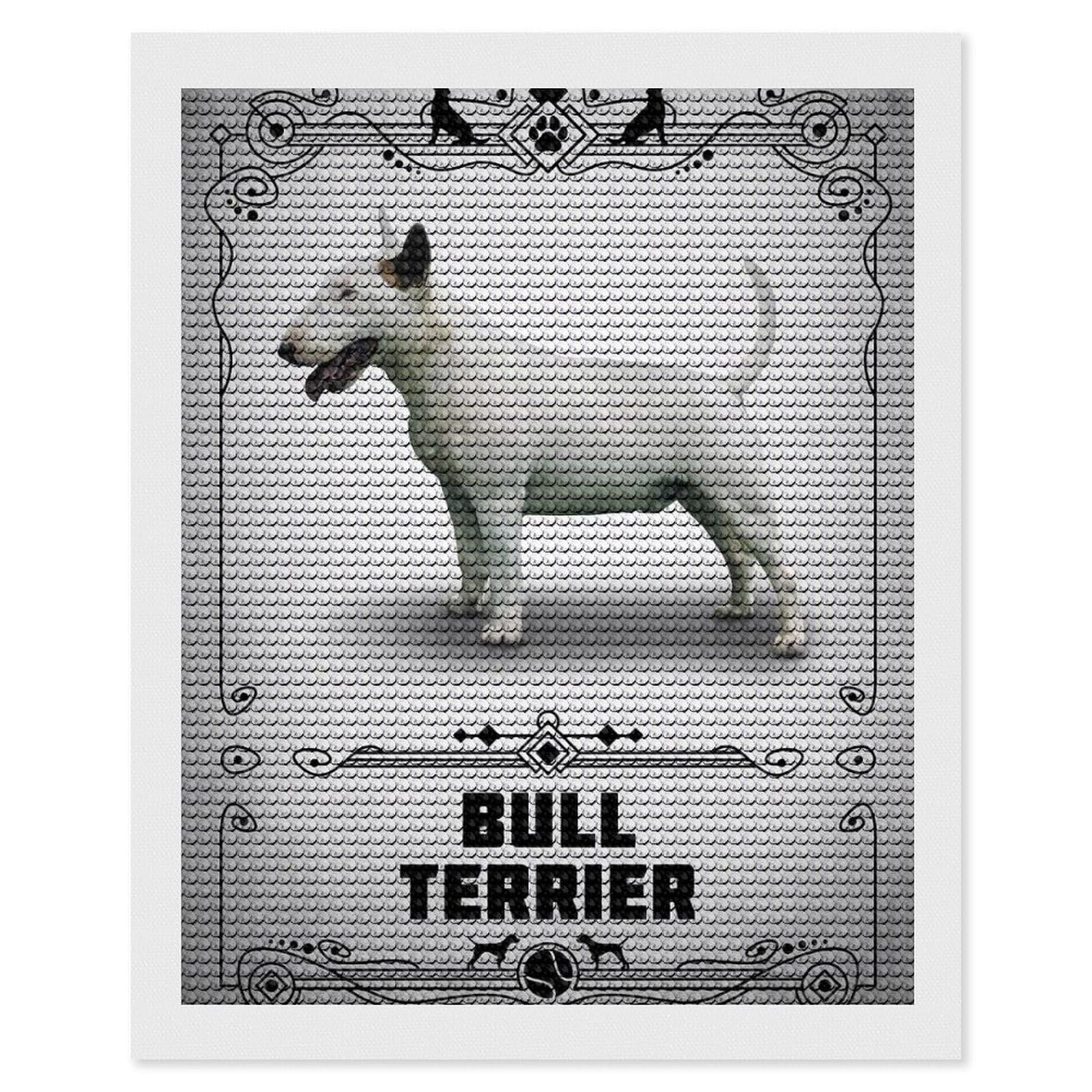 Junmoney Bull Terrier Full Drill Diamond Painting Kit 16"x20", for Teens, Adhesive Canvas, Bedroom Decor, Holiday Gift Idea