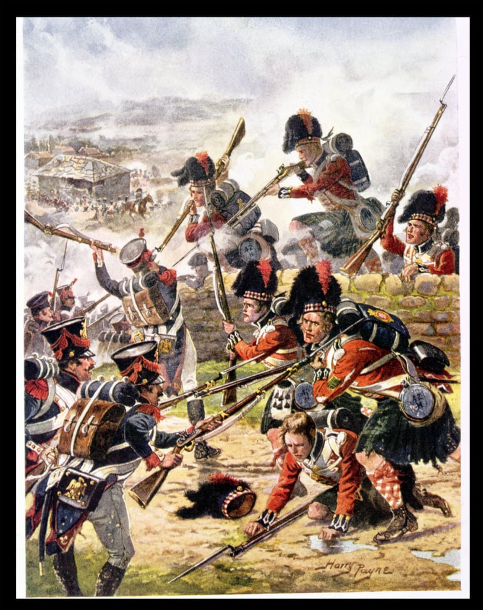ARTXLXXBN Famous Print Painting Colorful Art Print the Attack of the Black Watch by Henry A. Payne Canvas Art Decorations for Home Decor 60x90cm