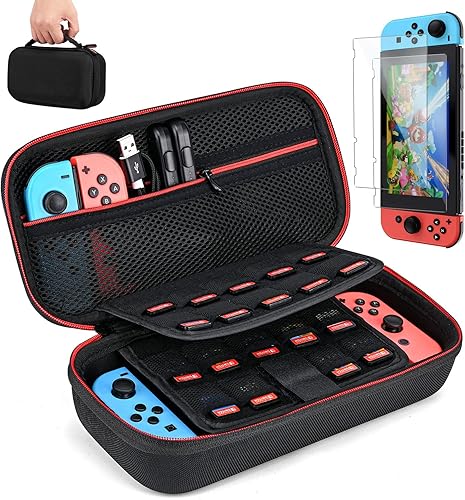 Younik - Funda de transporte para Switch con 2 protectores de pantalla funda de viaje para Switch con carcasa rígida protectora para consola NS