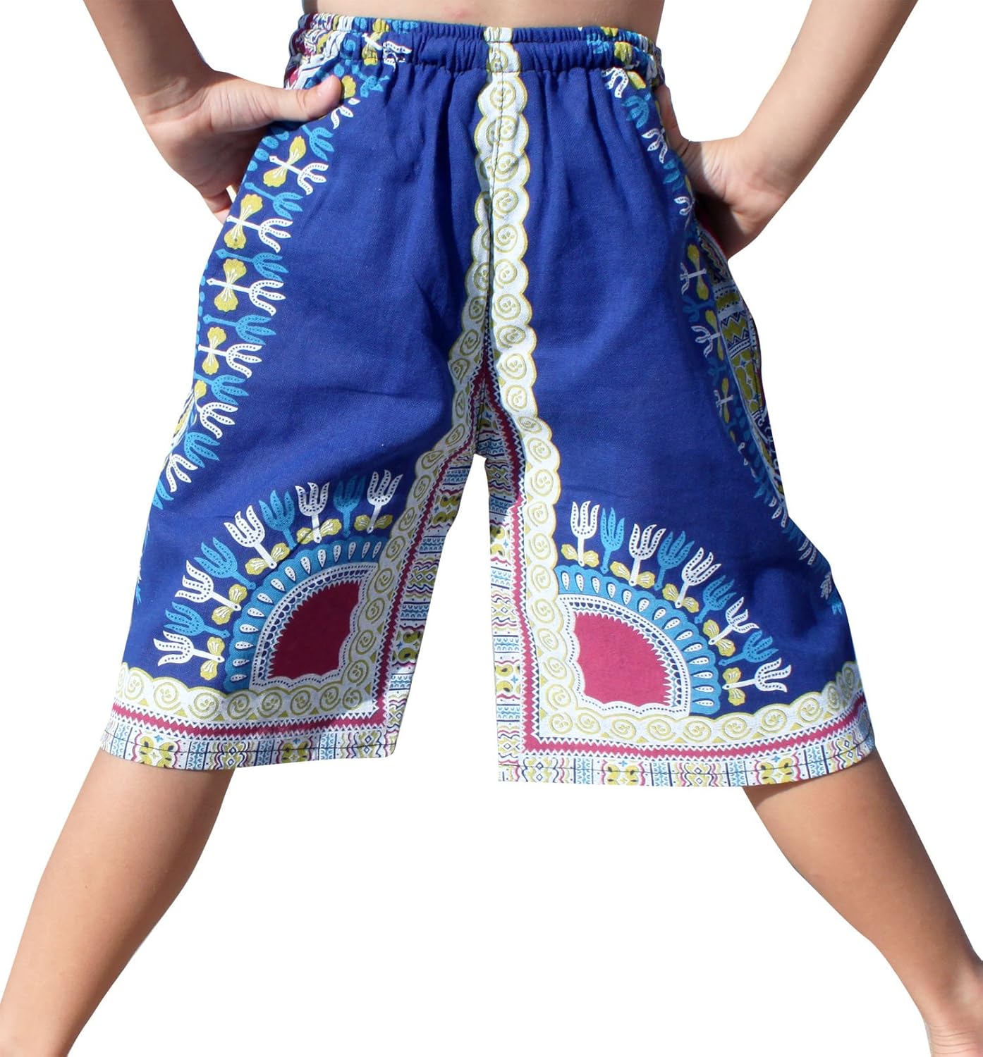RaanPahMuang Branded Childs Dashiki Pants Pocket Baggy Thin Summer Cotton Shorts