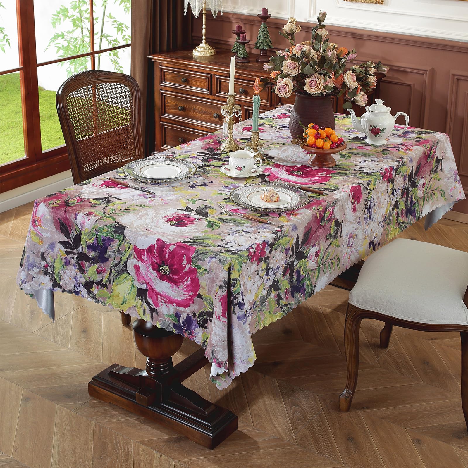 ENWIND Waterproof Rectangular Outdoor Patio Tablecloth for Party, Picnic