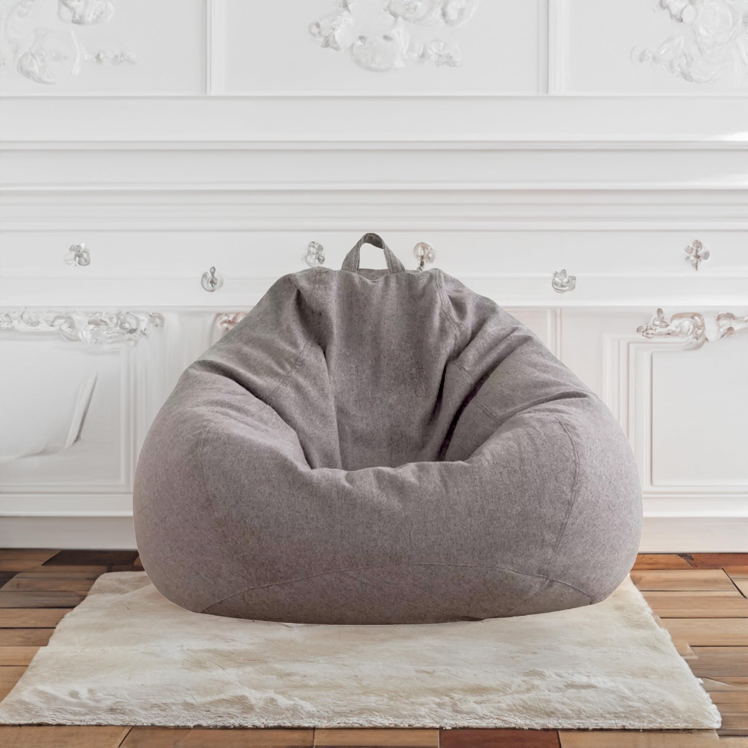 Pouf con imbottitura ecologica, pouf, poltrona relax, cuscino per il pavimento, sacco di fagioli (70 x 80 x 50 cm, 120 L), colore grigio scuro