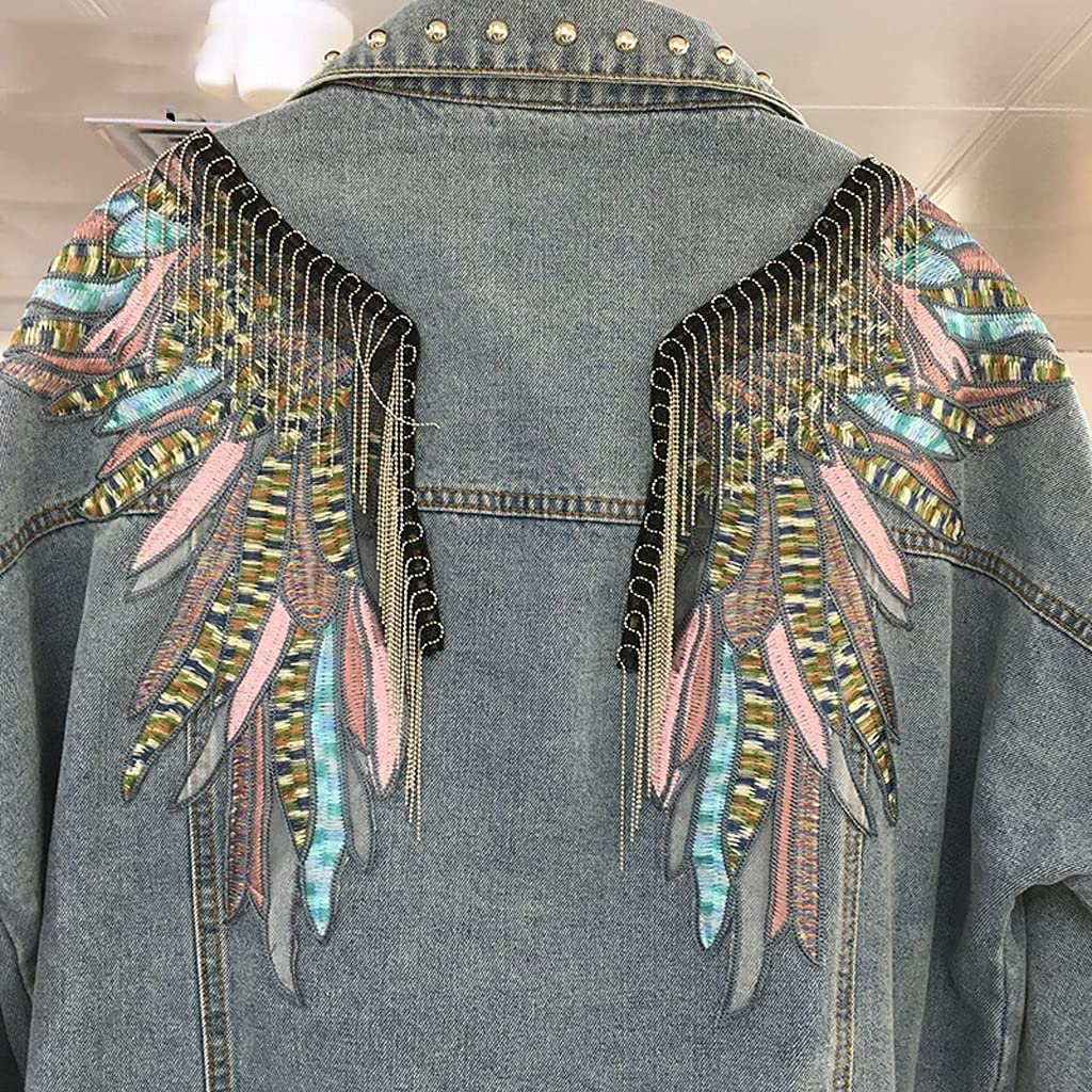FBYDLL Veste En Jean Brodée Pour Femme – Hauts De Style Hip-hop