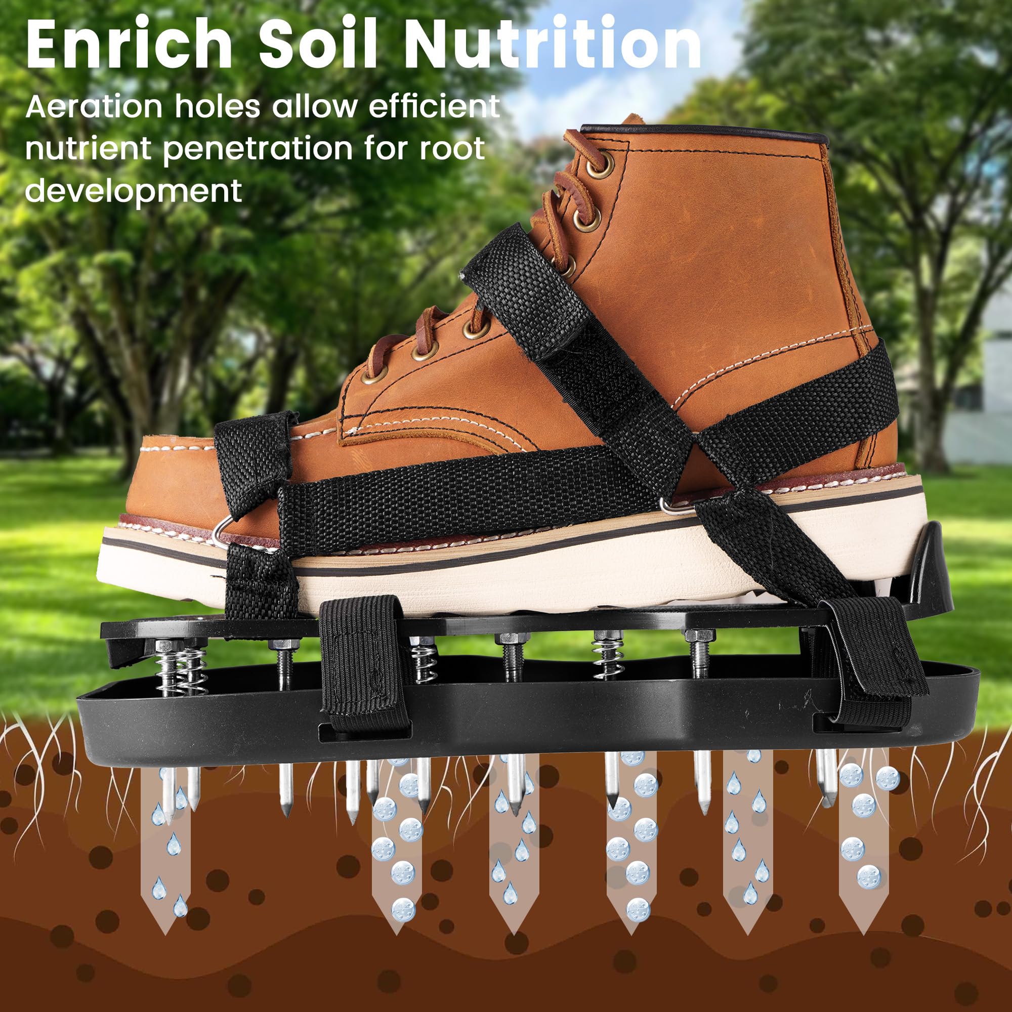 Vortix Nail Shoes Pro buty do paznokci, napowietrzacz trawnika ze stalowymi kolcami i sprężynami, buty do napowietrzania trawnika, idealne do wentylacji trawnika i spulchniania gleby