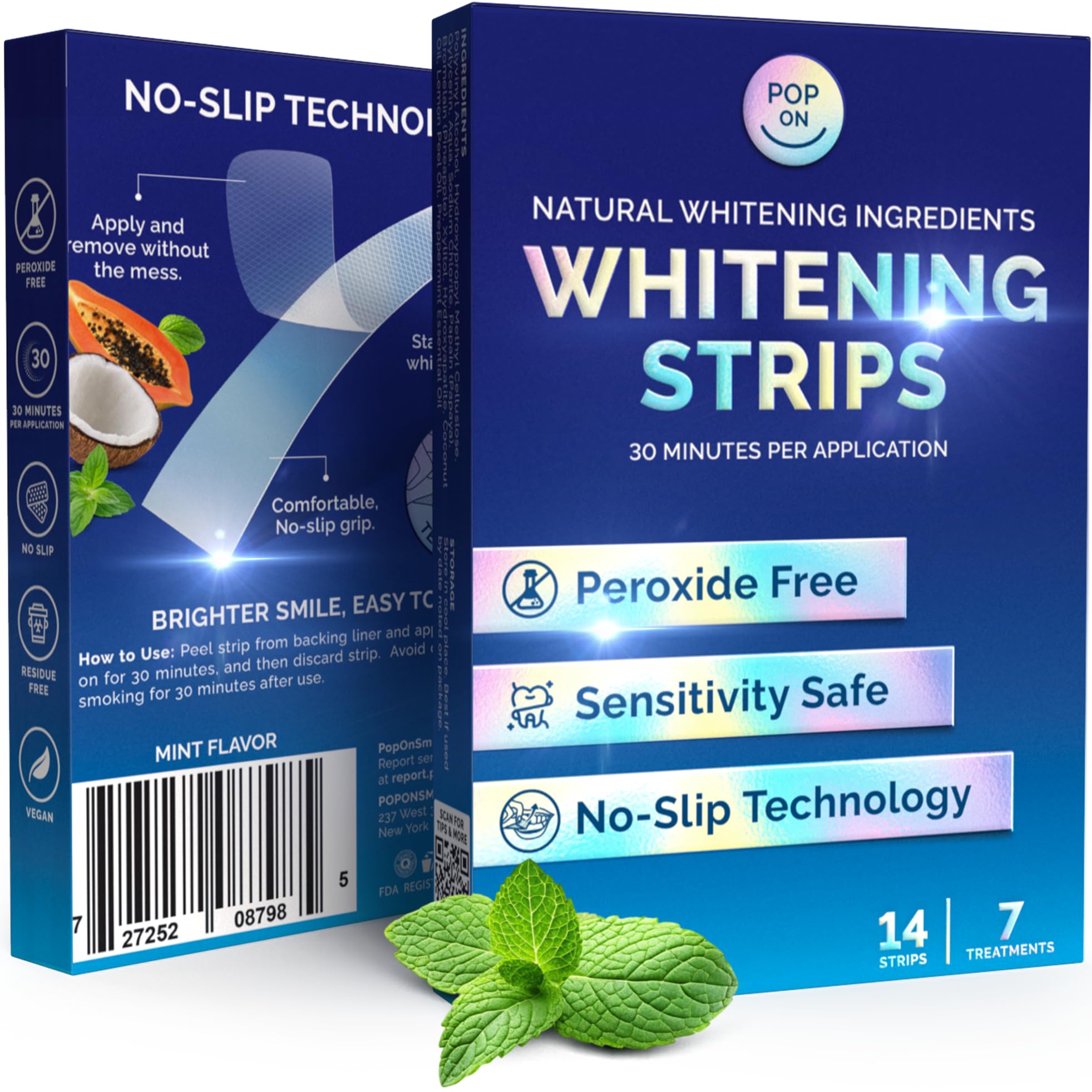 - Teeth Whitening Strips for Sensitive Teeth and Gums - Peroxide Free and Enamel Safe with Coconut Oil for Whiter Teeth - 7-Day Treatment White Strips with Non-Slip and Dry-Strip Technology