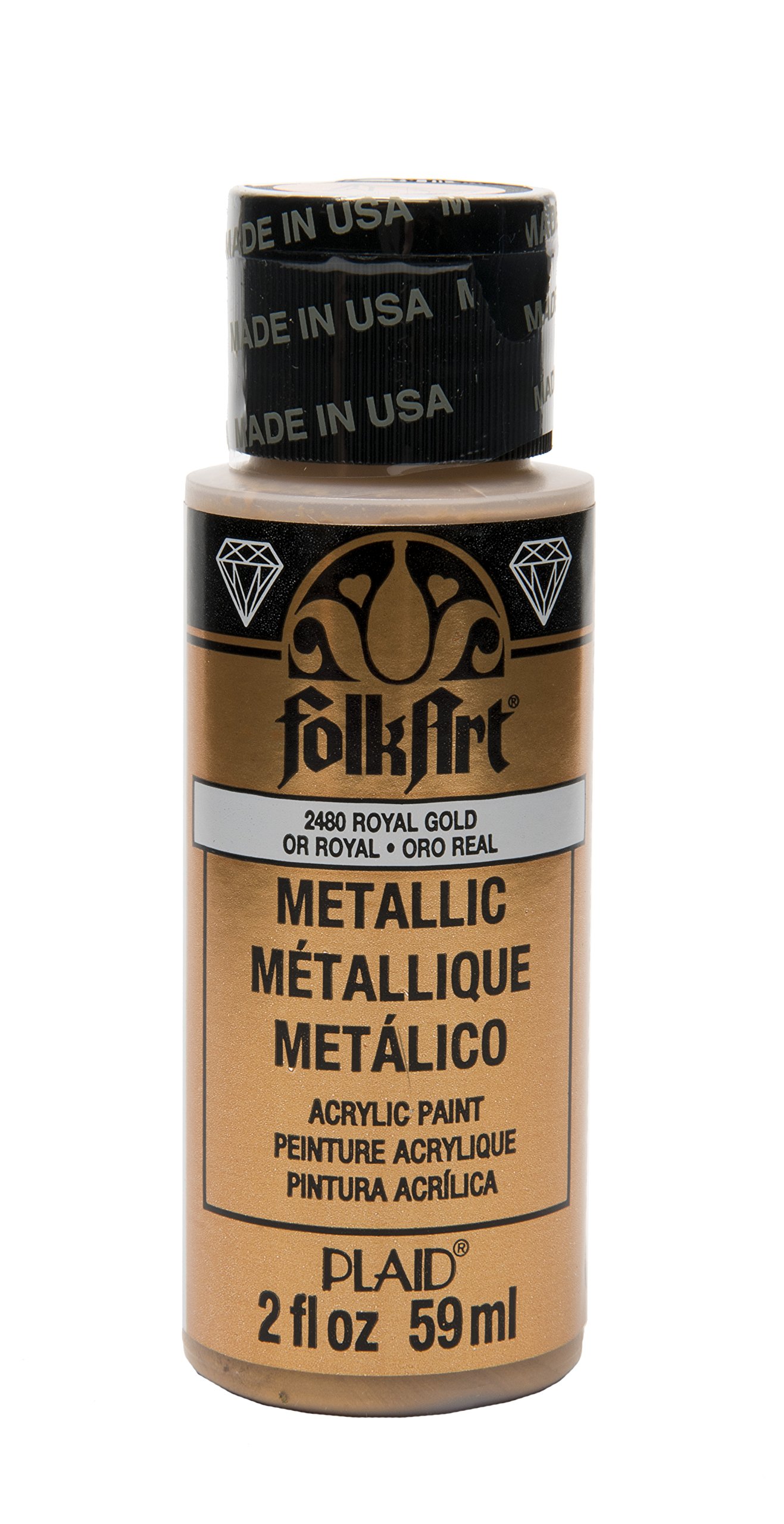 FolkArt Metallic Acrylic Paint in Assorted Colors (2 Ounce), 2480 Royal Gold