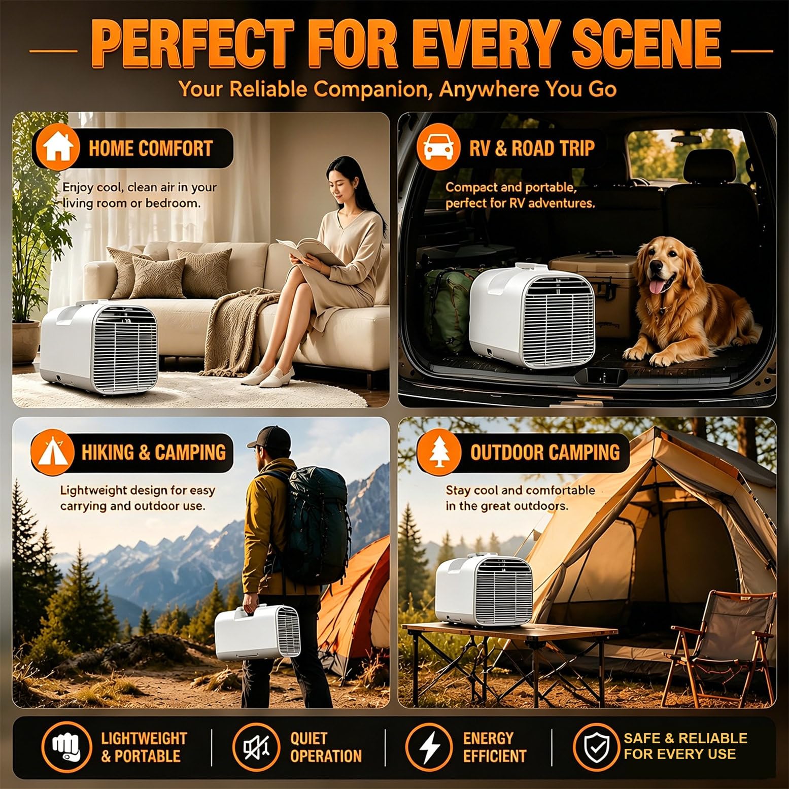 Condizionatore D'aria per Tenda - Ac Portatile per Campeggio Con Raffreddamento 5100Btu,3 Velocità Del Vento per Campeggio,Camper,Tende E Piccole Stanze,Auto-Evaporazione a Basso Consumo Energetico