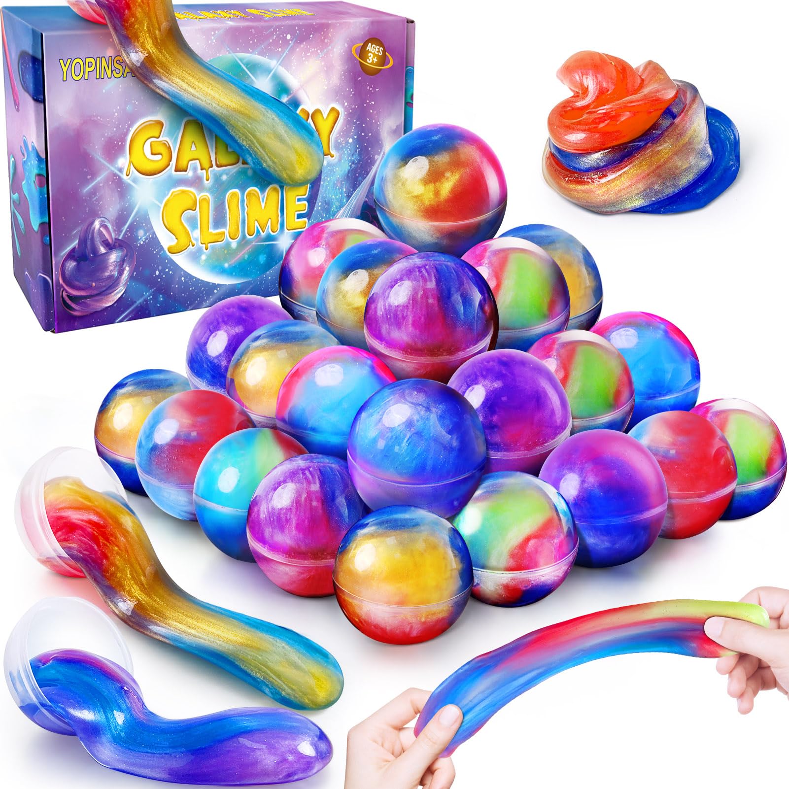 Kit de Slime Galaxie, 24 Boules de Slime pour Enfants, Extensible et Non Collant, Jouet pour garçons et Filles de 5 à 12 Ans