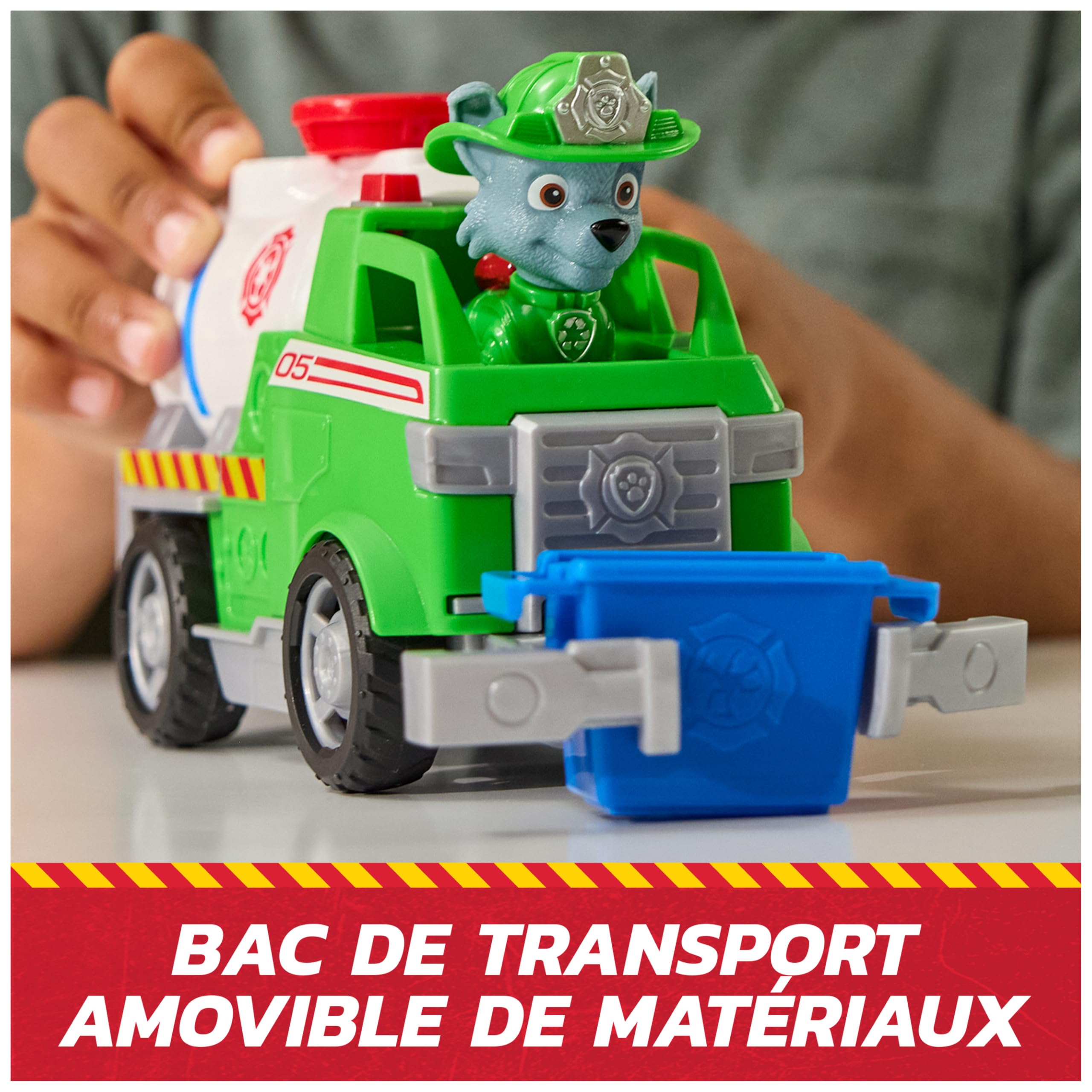 Paw Patrol - Pat Patrouille - Véhicule Figurine Rocky Fire Rescue Mission Pompiers - Voiture Figurine À Collectionner - Bac Et Pince - Pat Patrouille Jouet - Voiture Enfant - Jouet Enfant 3 Ans Et +