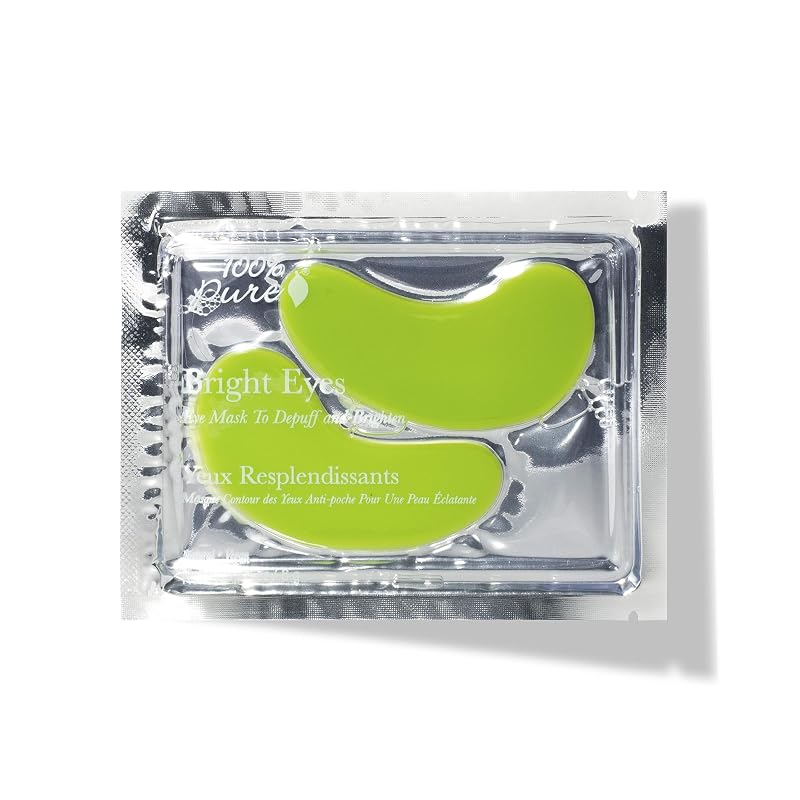 Máscaras para a região dos olhos 100% PURE com aloe vera, ácido hialurônico e extratos vegetais – 1 unidade