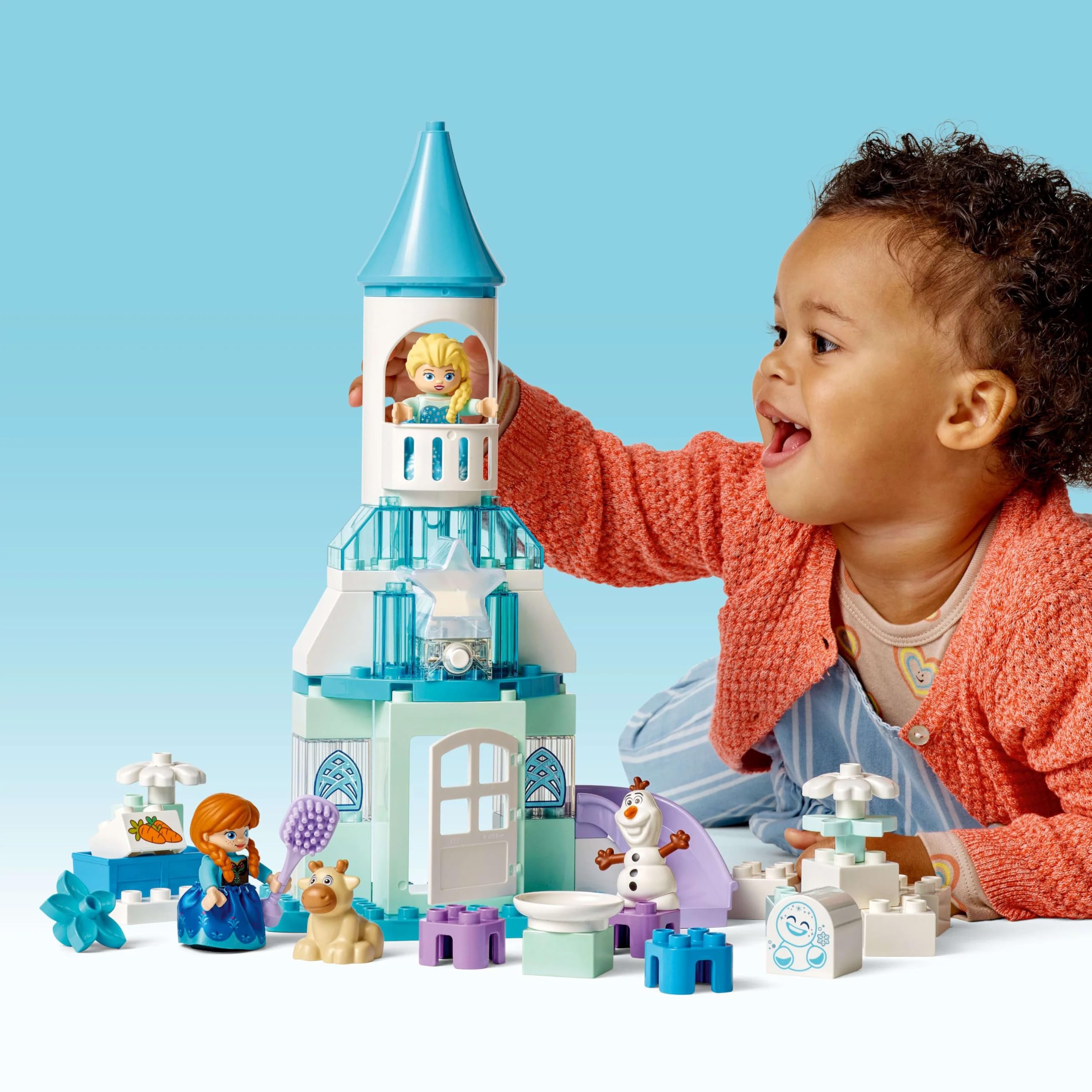 LEGO DUPLO Disney Przyjęcie w lodowym zamku Anny i Elzy 10455 | zamek dla dzieci, klocki dla 2-latka, prezent dla dziewczynki i chłopca 2+, Anna i Elsa, 54 elementy