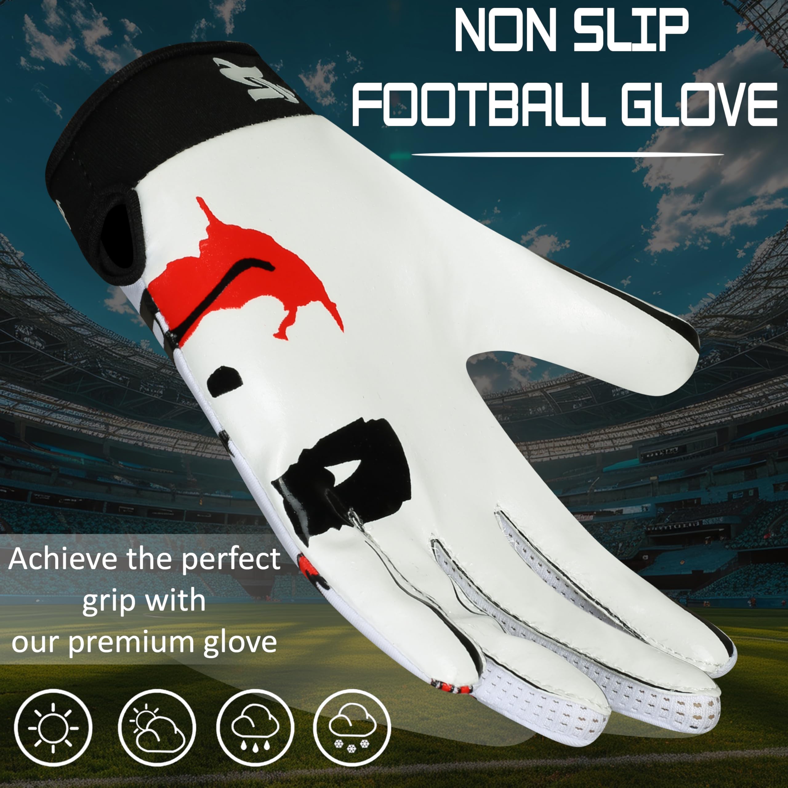 Guantes de fútbol para adultos, guantes de fútbol de rendimiento mejorado y guantes de fútbol de alto agarre para adultos y niños