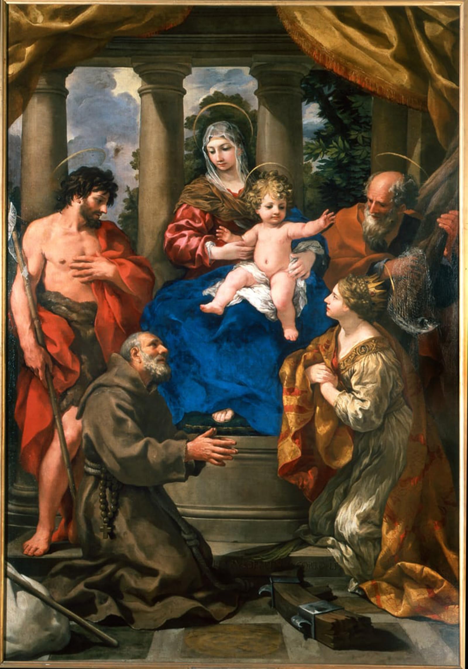 ARTXLXXBN Famous Painting Art Wall Decor Abstract Art Picture Lady and Child with St the Baptistt Felix of Cantalice by Pietro Da Cortona Animal Pictures for Home Decor 60x90cm