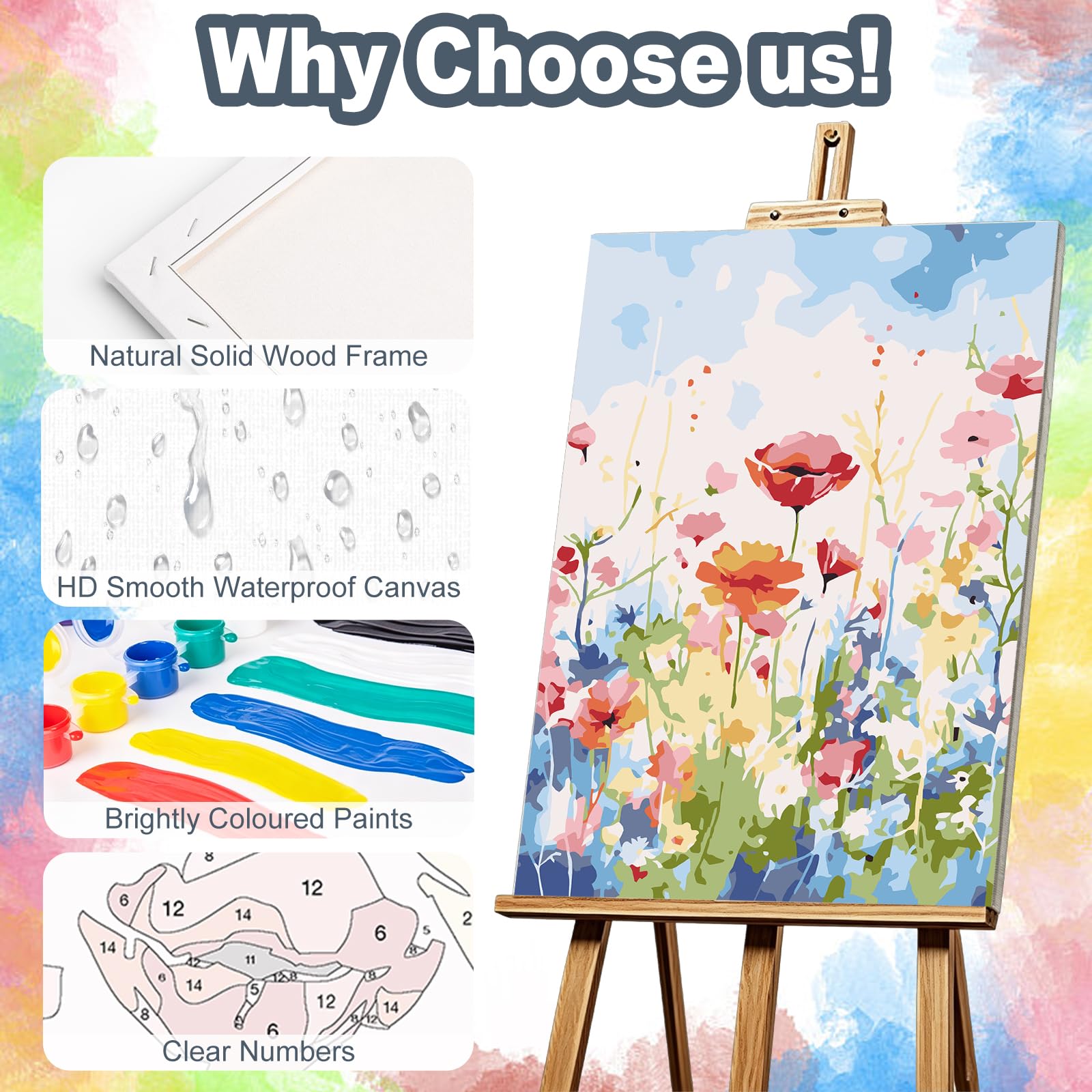 Kalonyth Flowers Paint by Numbers for Adults with Frame Beginner 8x12 inch, Frame-OP-UK06 - Image 4
