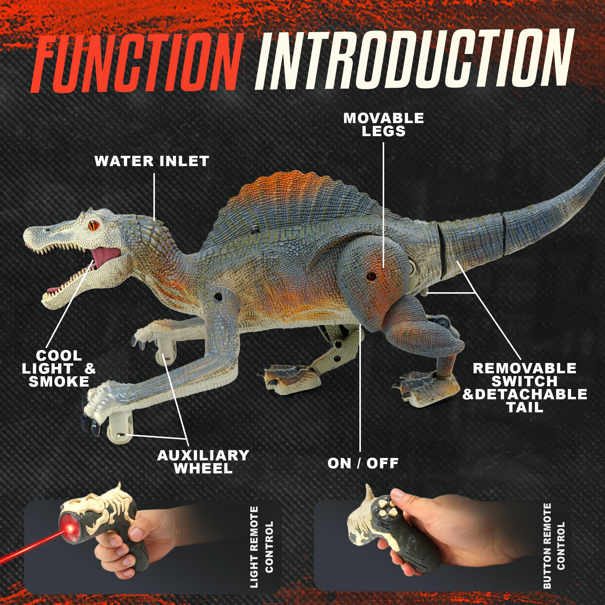 BEZGAR Remote Control Dinosaur Toys, Electronic Walking RC Robot Dinosaurs with Light - Image 3