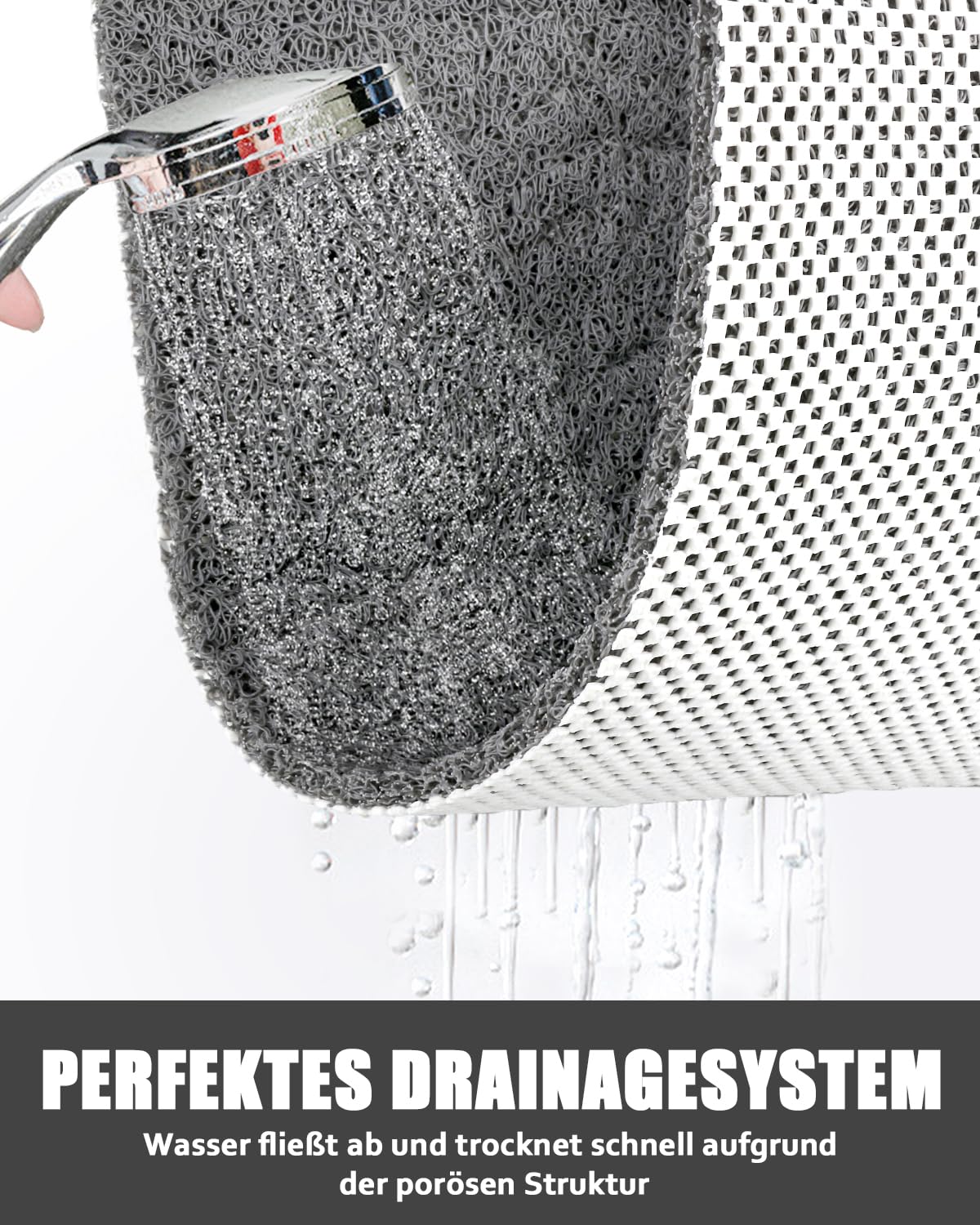 Duschmatte rutschfest 80 x100 cm - Extra Groß Sicherheits Badewannenmatte mit Ablauflöchern, Weich Komfort PVC-Luffa Massage Antirutschmatte für Dusche, Schnell trocknend