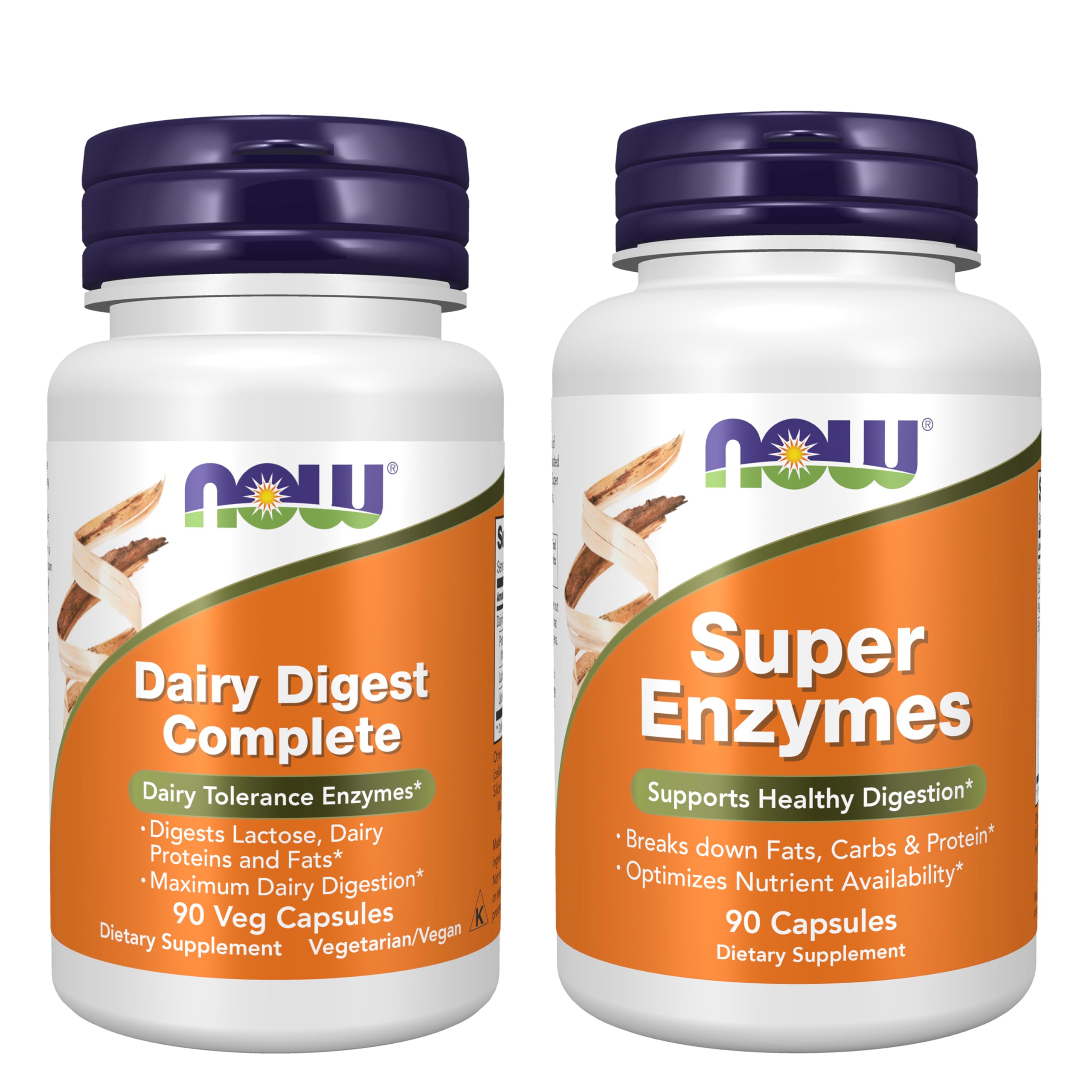 Now Foods Digestive Enzyme Bundle* - Digestive + Dairy Digest Supplements 180 Count (Pack of 2)