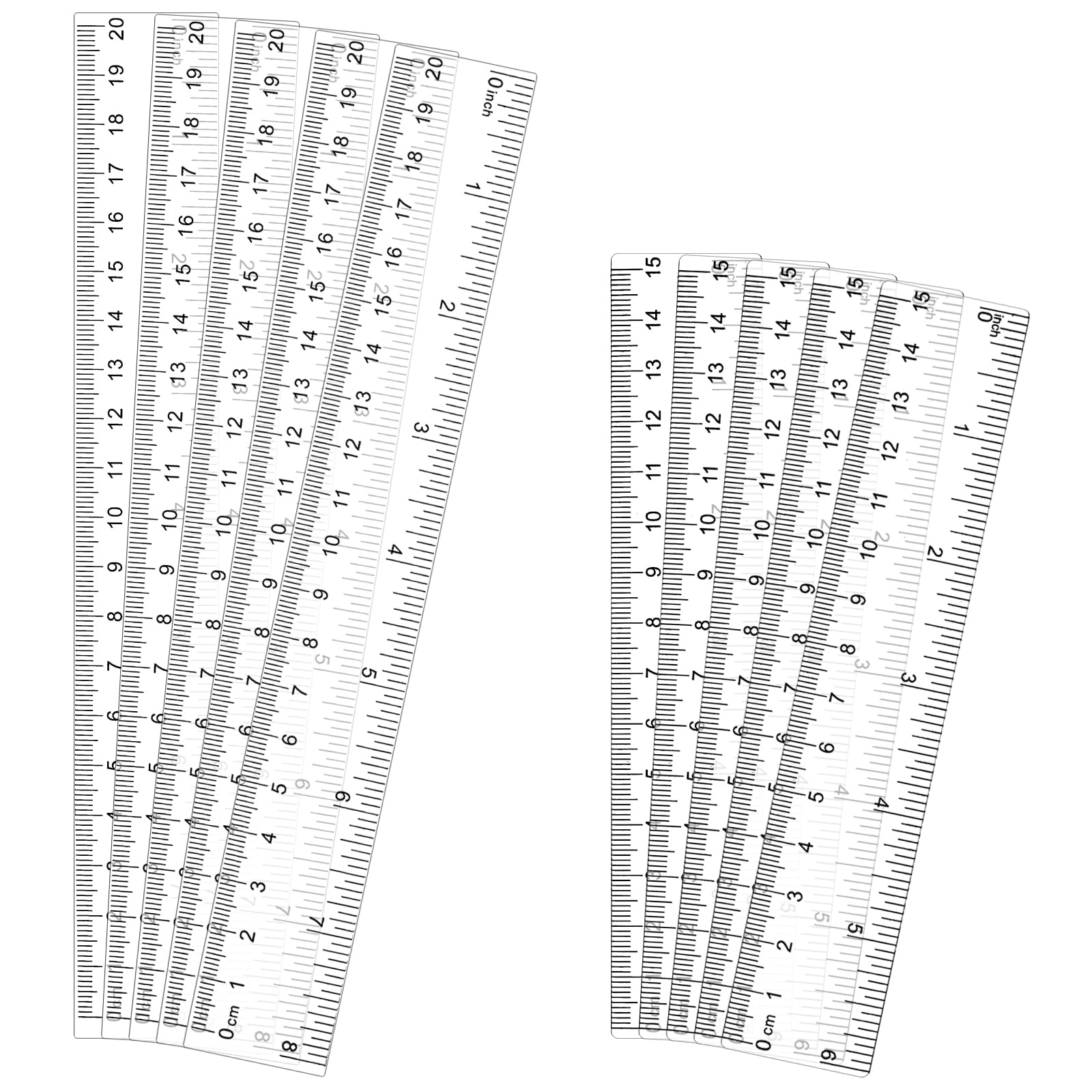 10 Pcs Clear Ruler Plastic Ruler 6 Inch 8 Inch Small Ruler Straight Ruler Standard/Metric Rulers Measuring Tool for Student Classroom School Office