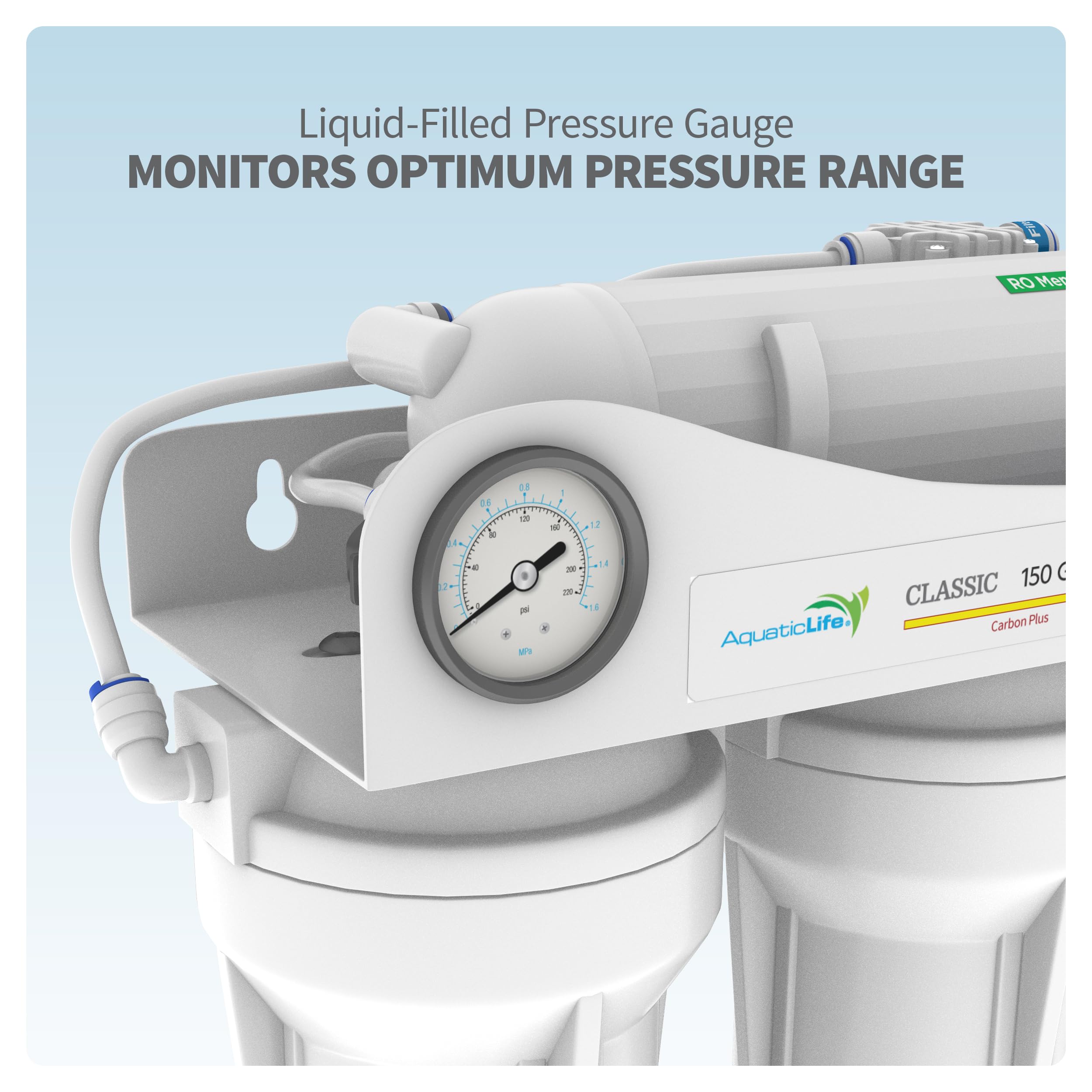 Aquatic Life Sistema de filtro de agua de ósmosis inversa hidropónica de 4 etapas, unidad de filtración RO de alta eficiencia, 150 GPD