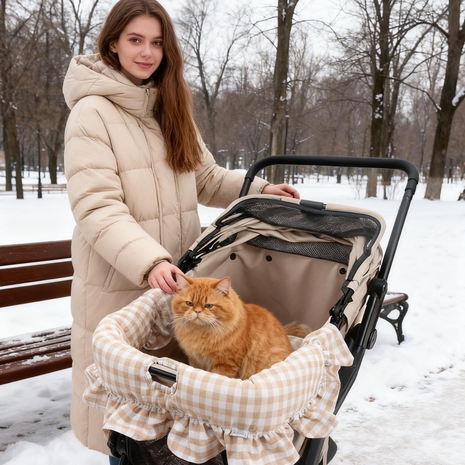 Mata do wózka dla zwierząt | Zdejmowany miękki dla przewoźnika kotów, mata poduszka do wózka transportowego dla zwierząt, na spacery na świeżym powietrzu plaża miasto ulica centrum jak