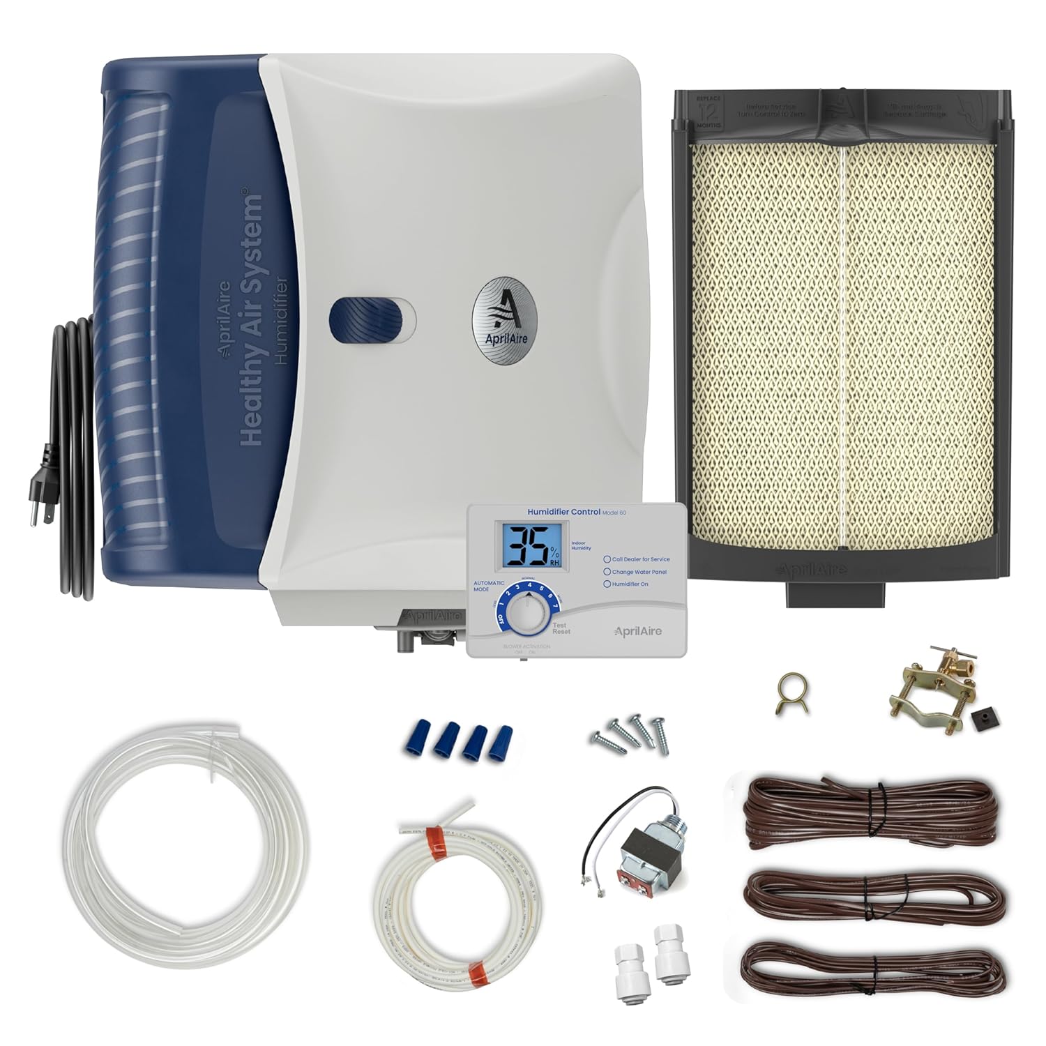 AprilAire 720AKZ Whole-House Fan-Powered Evaporative Humidifier – 21 GPD, Water Saving, Automatic Digital Control, Installation Kit, for up to 6,250 Sq. Ft., Part of the AprilAire Healthy Air System