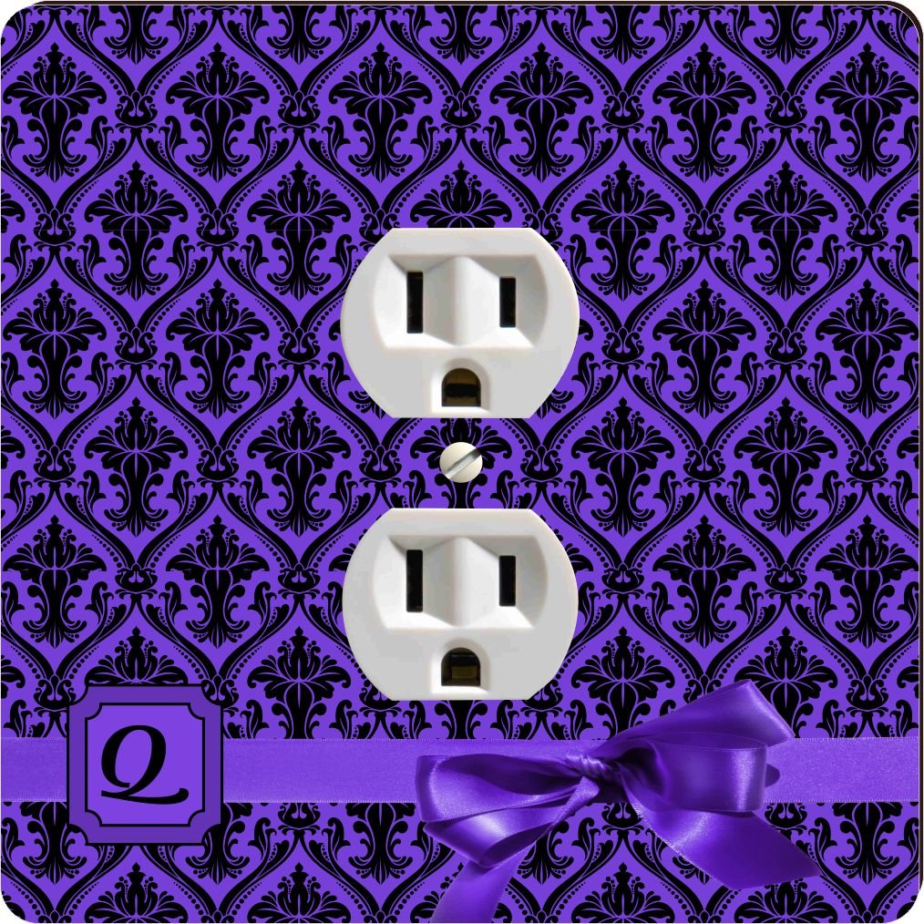 Lettre Q Violet Monogramme Damas Bow Design : Assiette Décorative Unique