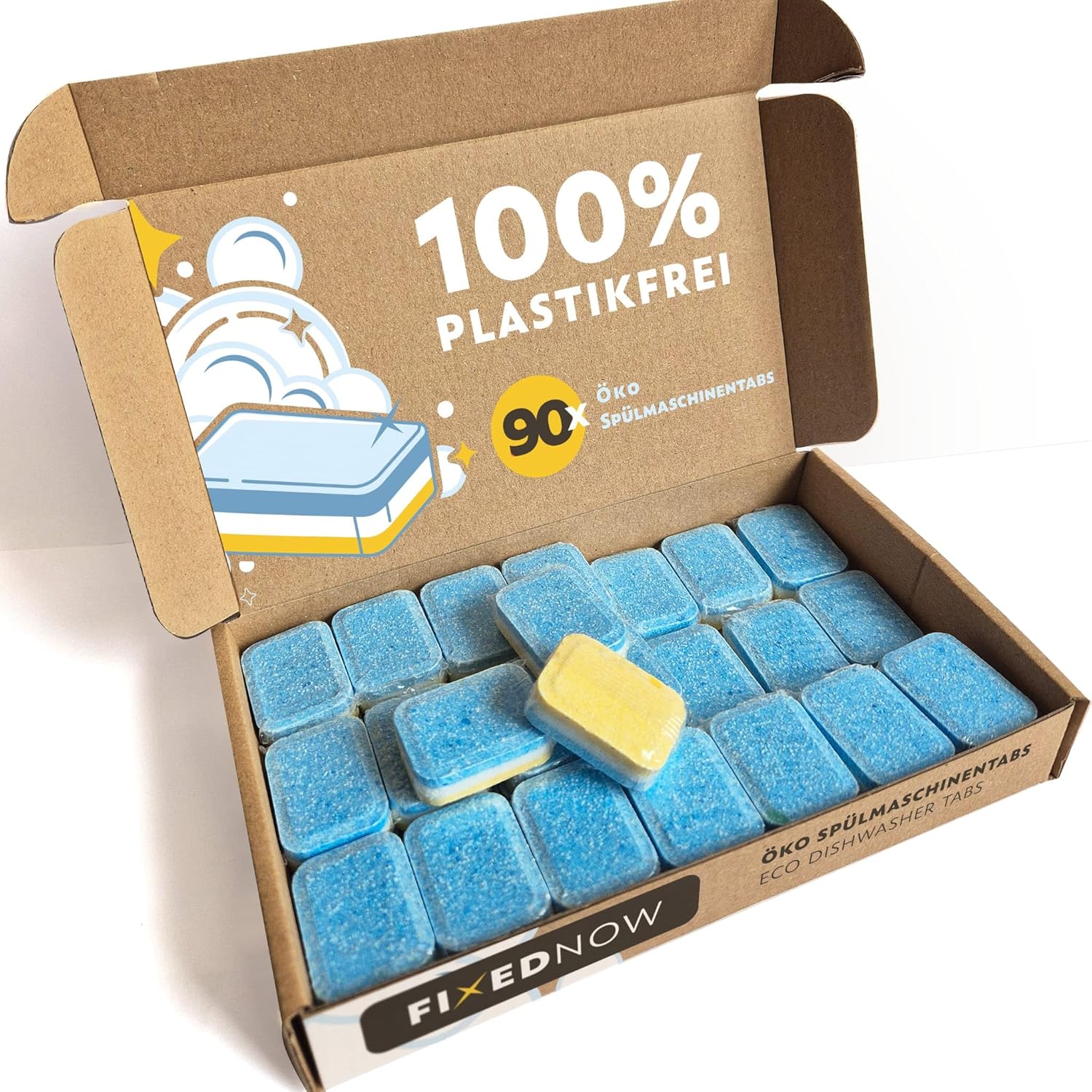 FixedNow 90 x Eco Dishwasher Tablets Without Plastic All in One Shares
