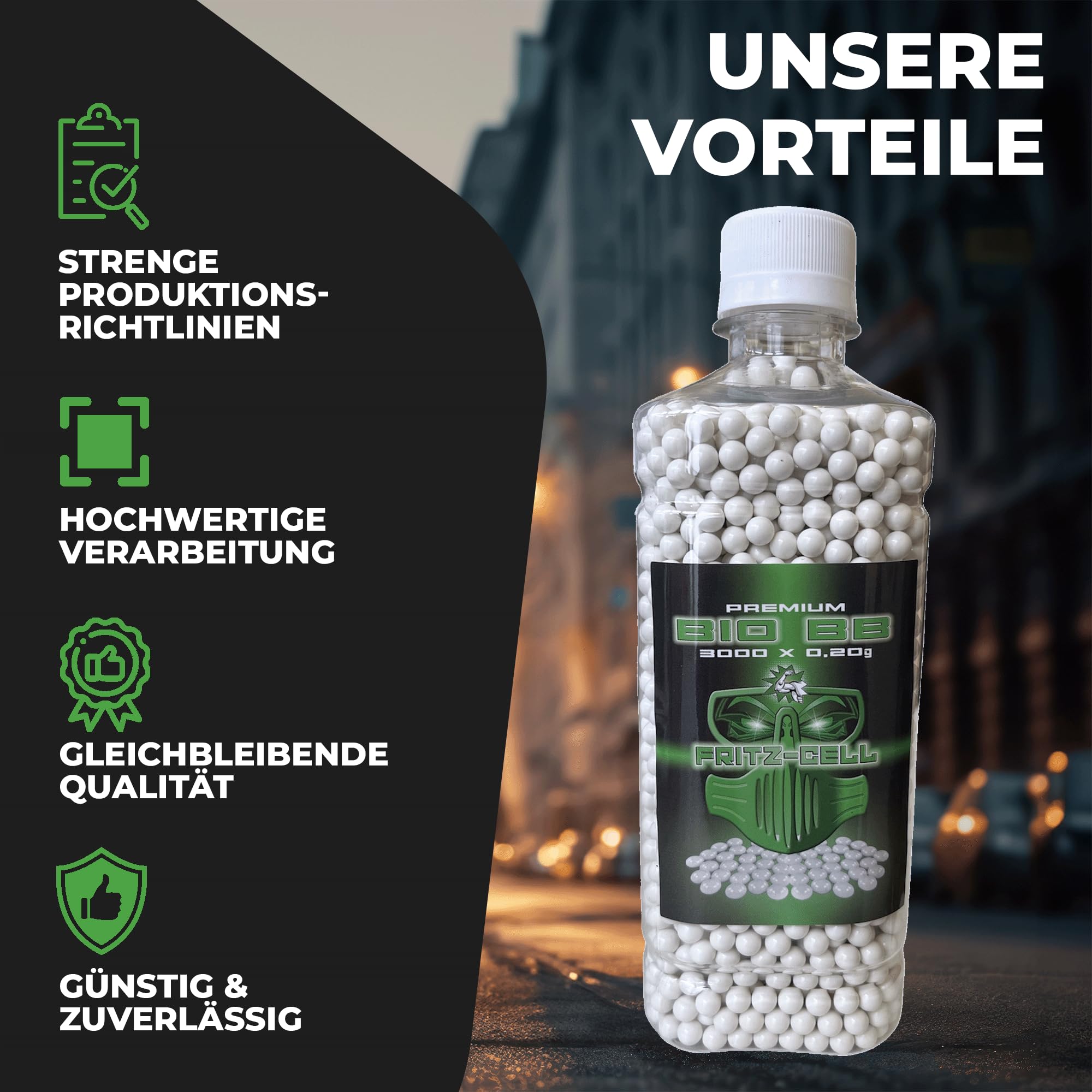 3000 Airsoft Premium Bio BBS 6 mm 0,20 g bottiglia Fritz-Cell biodegradabile