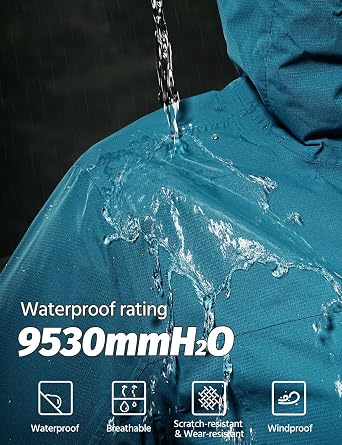 CMTOP Rain Coats for Women Waterproof Jacket Windproof Raincoat Lightweight Breathable Rain Jacket Packable Hooded Raincoats Functional Jacket with Zip Pockets for Spring Summer Autumn