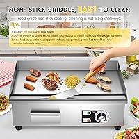 Vista 6 de Moogiantgo - Plancha eléctrica comercial de 22 pulgadas, 1600 W, antiadherente para encimera, acero inoxidable, caja de aceite extraíble