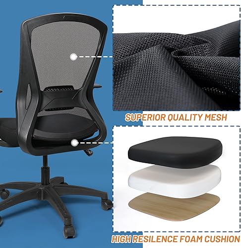 Miniatura 3 de Silla ergonómica giratoria cómoda para el hogar, oficina, oficina, escritorio, con altura ajustable, soporte lumbar para personas grandes, estudio y