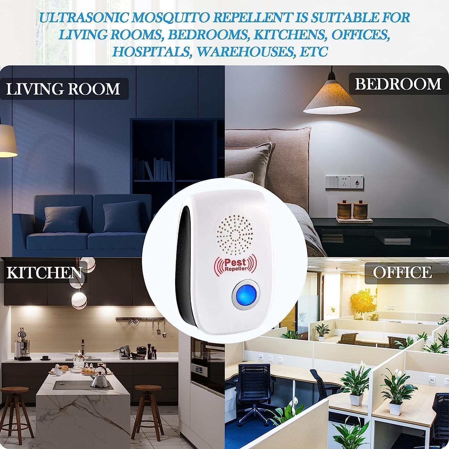 Ultrasuoni Anti Zanzare, 6 Pack Ultrasuoni Mouse e Ratti & Insetti Repellente Elettronica, Repellente Ultrasuoni per Anti Topo, Ratti Formiche Ragni Zanzare
