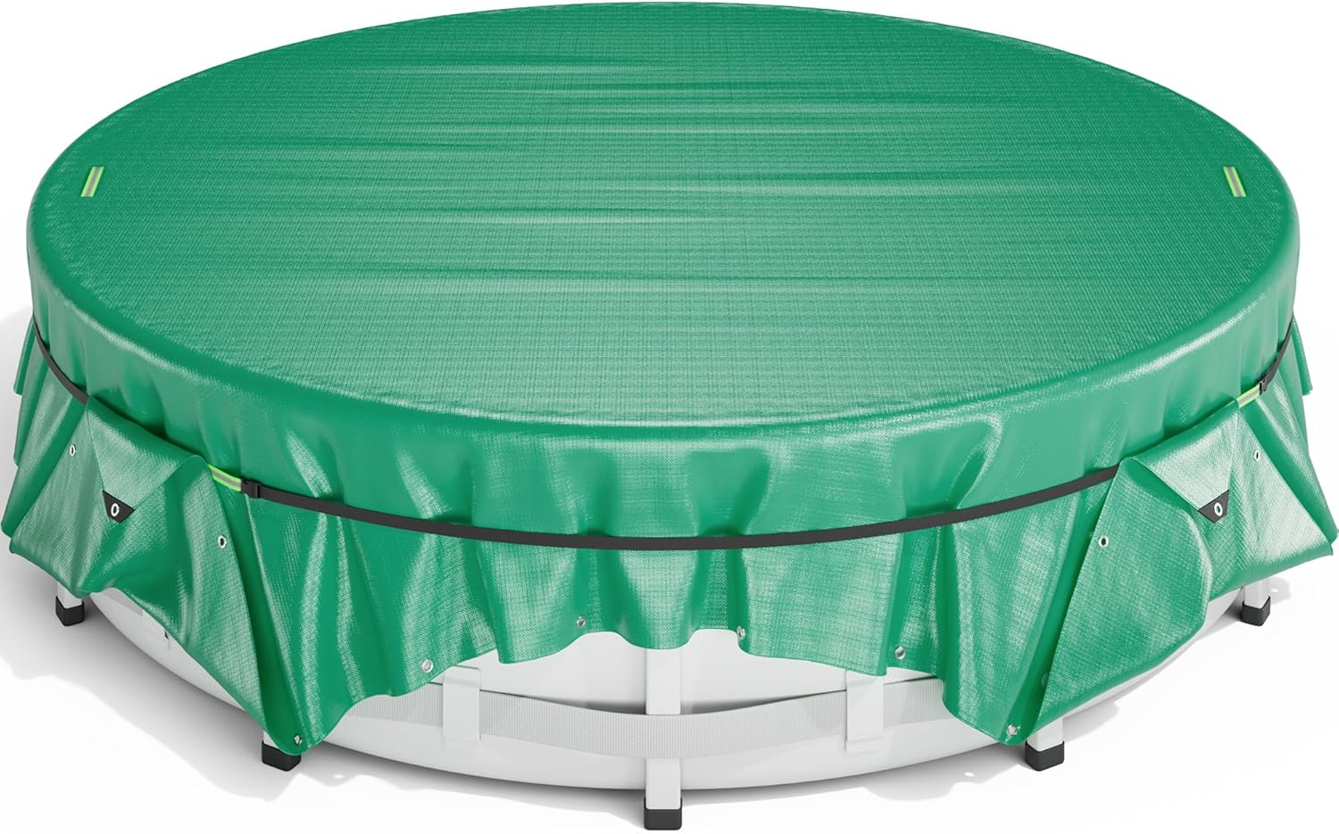 HIRALIY 12ft Round Pool Covers for Above Ground Pools, Heavy Duty Windproof Pool Tarp with Secure Buckle Straps, Tear-Resistant, UV-Protected, Easy Installation, All-Season Protection 12' (Round)