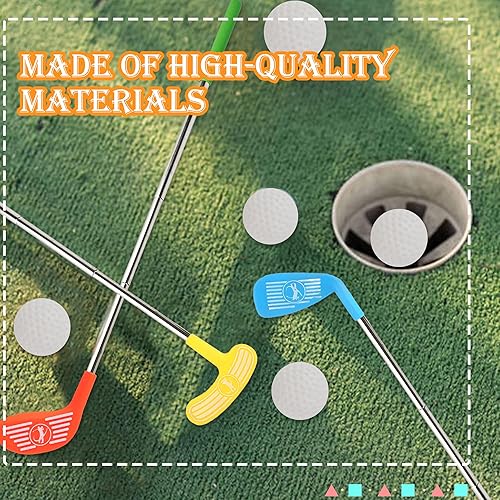 Miniatura 7 de El juego de 9 piezas de mini golf de plástico para niños incluye 3 palos de golf escalables y 6 pelotas para niños pequeños, regalos de fiesta de