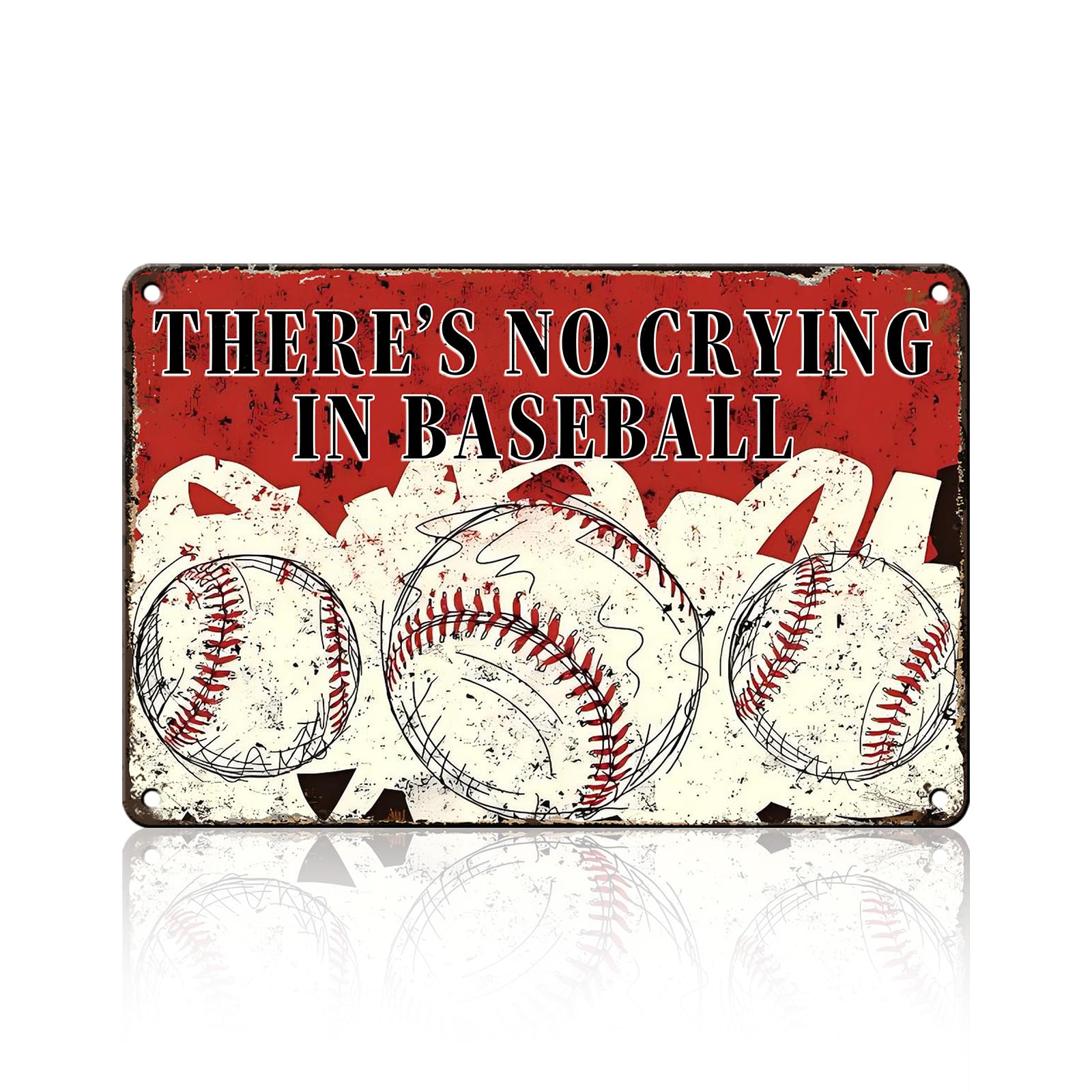 Anceky Retro Metal Tin Sign There's No Crying in Baseball Sign Baseball Sport Sign Funny Wall Decor for Home Farmhouse Backyard Bar Outdoor 12×16 Inch