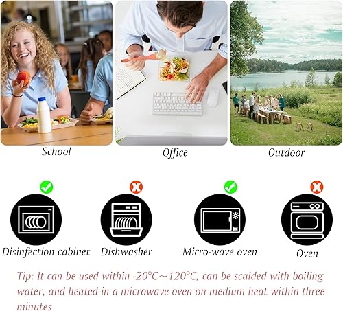 Miniatura 6 de Utensilios de viaje con estuche, juego de cubiertos portátiles de paja de trigo, cuchara, cuchillo, tenedor, palillos, utensilios reutilizables para