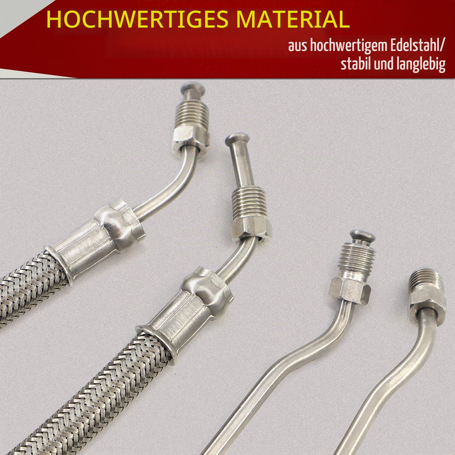 Hydraulischer Zylinderschlauch-Set für Mercruiser Alpha One & Bravo 1 2 3 X, 9B-104 & 9B-121 Zierzylinder, Ersetzt # 32-99904Q 32-864589 32-864588, Edelstahl, 15 Zoll, Silberfarben, 1 Stück